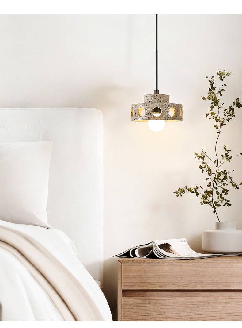 Bria Hollow Natural Yellow Travertine Pendant Lamp