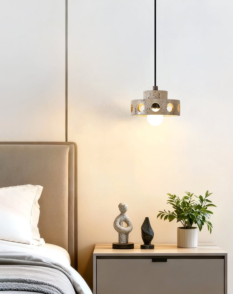 Bria Hollow Natural Yellow Travertine Pendant Lamp