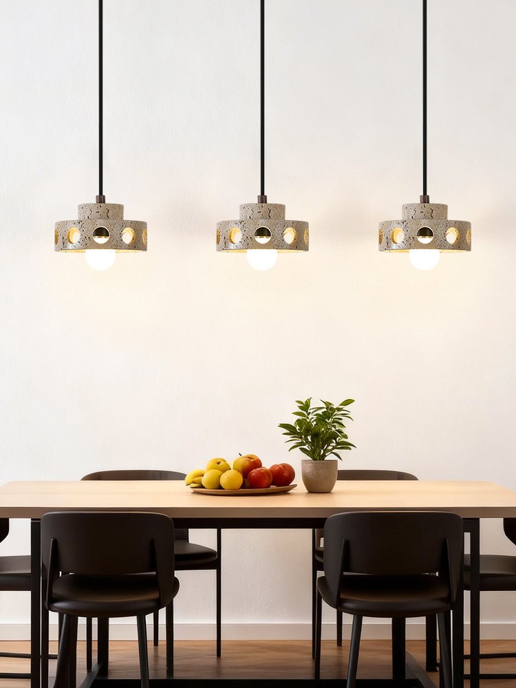 Bria Hollow Natural Yellow Travertine Pendant Lamp