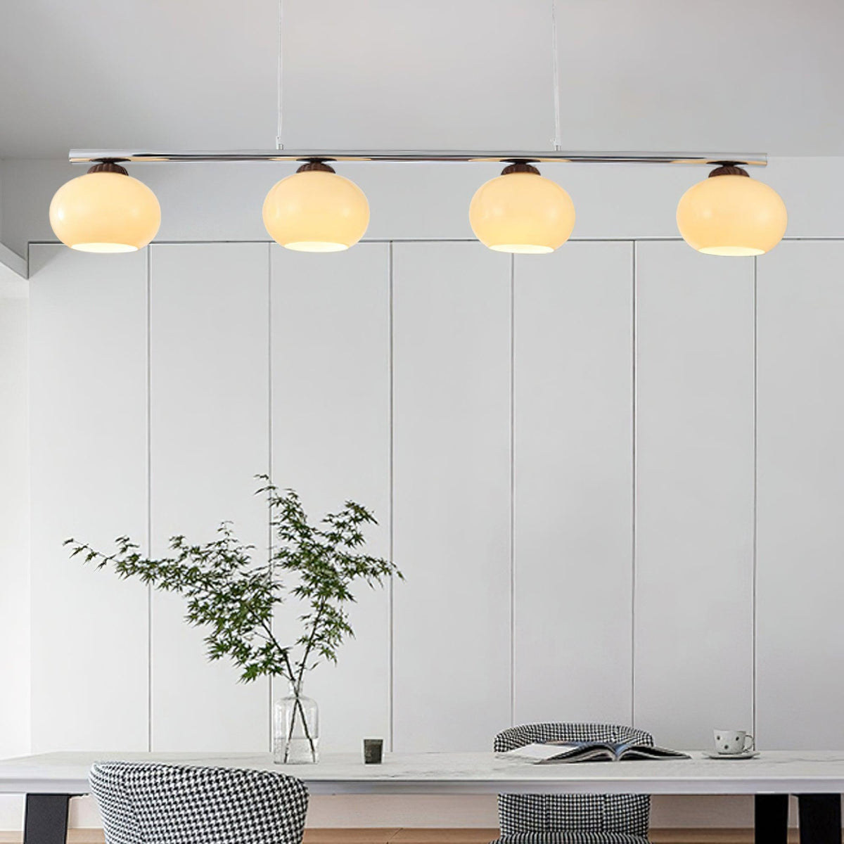 Eixu Chandelier Linear Glass Persimmon Shades