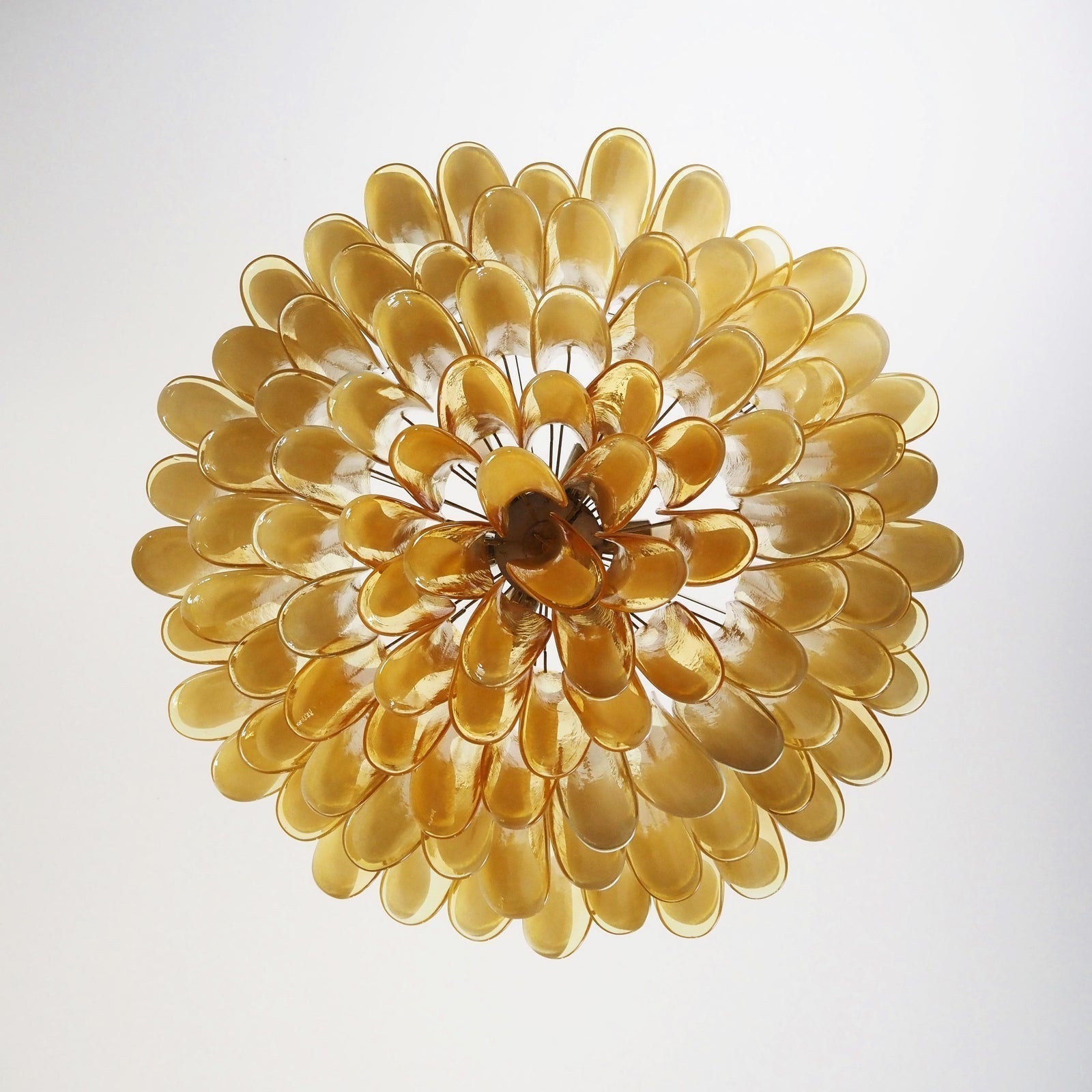 Equvel Chandelier Amber Murano Glass Petal Elegant