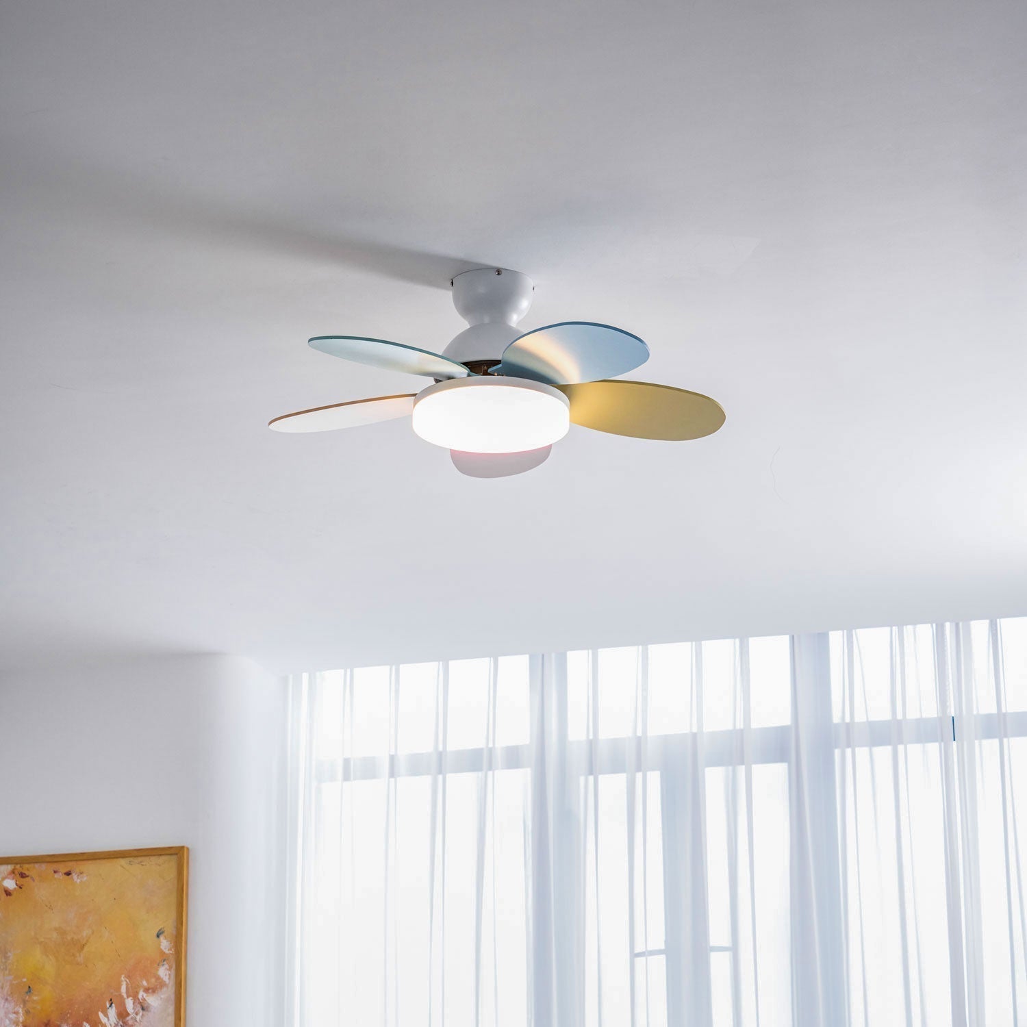 Liora Colorful Glass Kids Ceiling Fan Light - Neutral Decor
