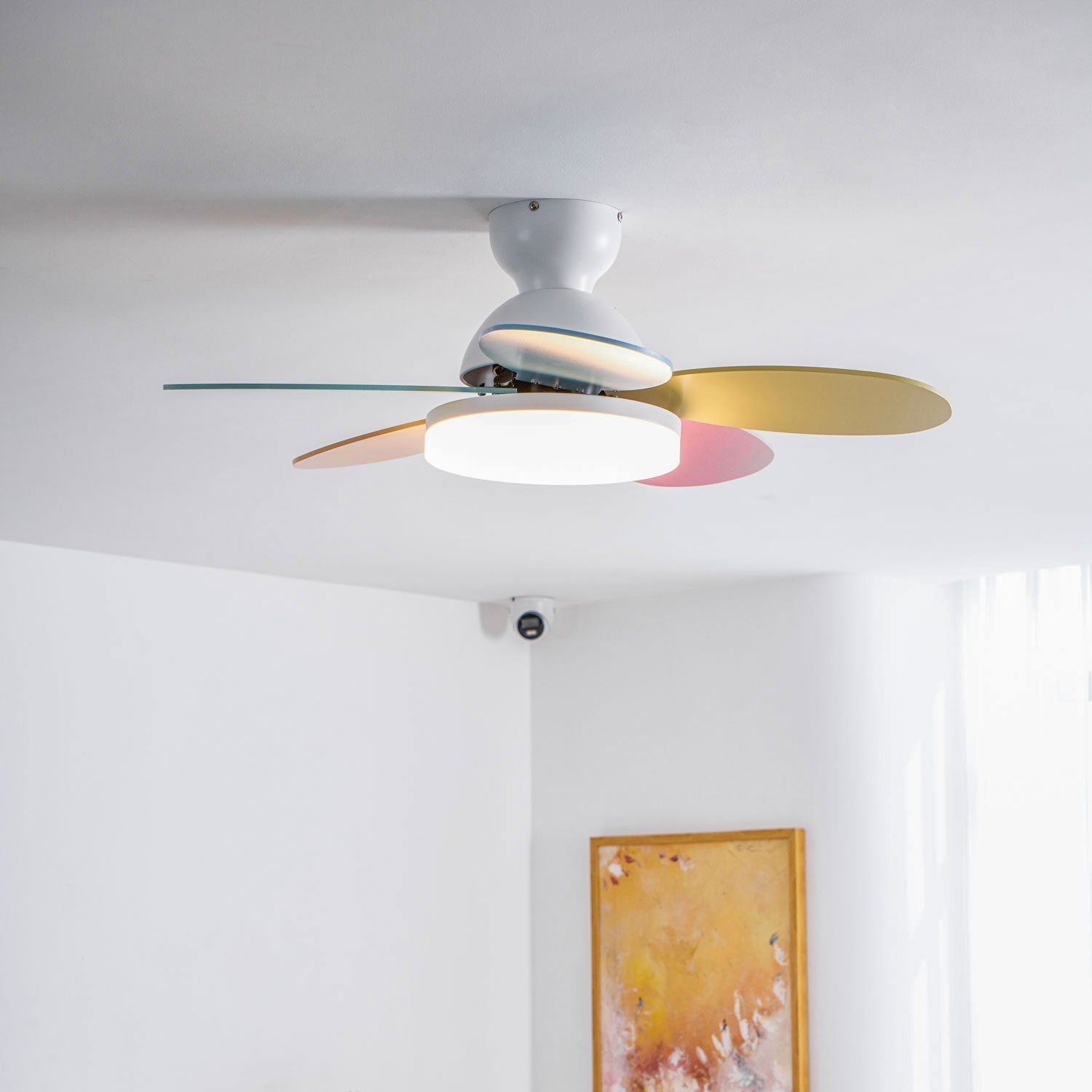 Liora Colorful Glass Kids Ceiling Fan Light - Neutral Decor