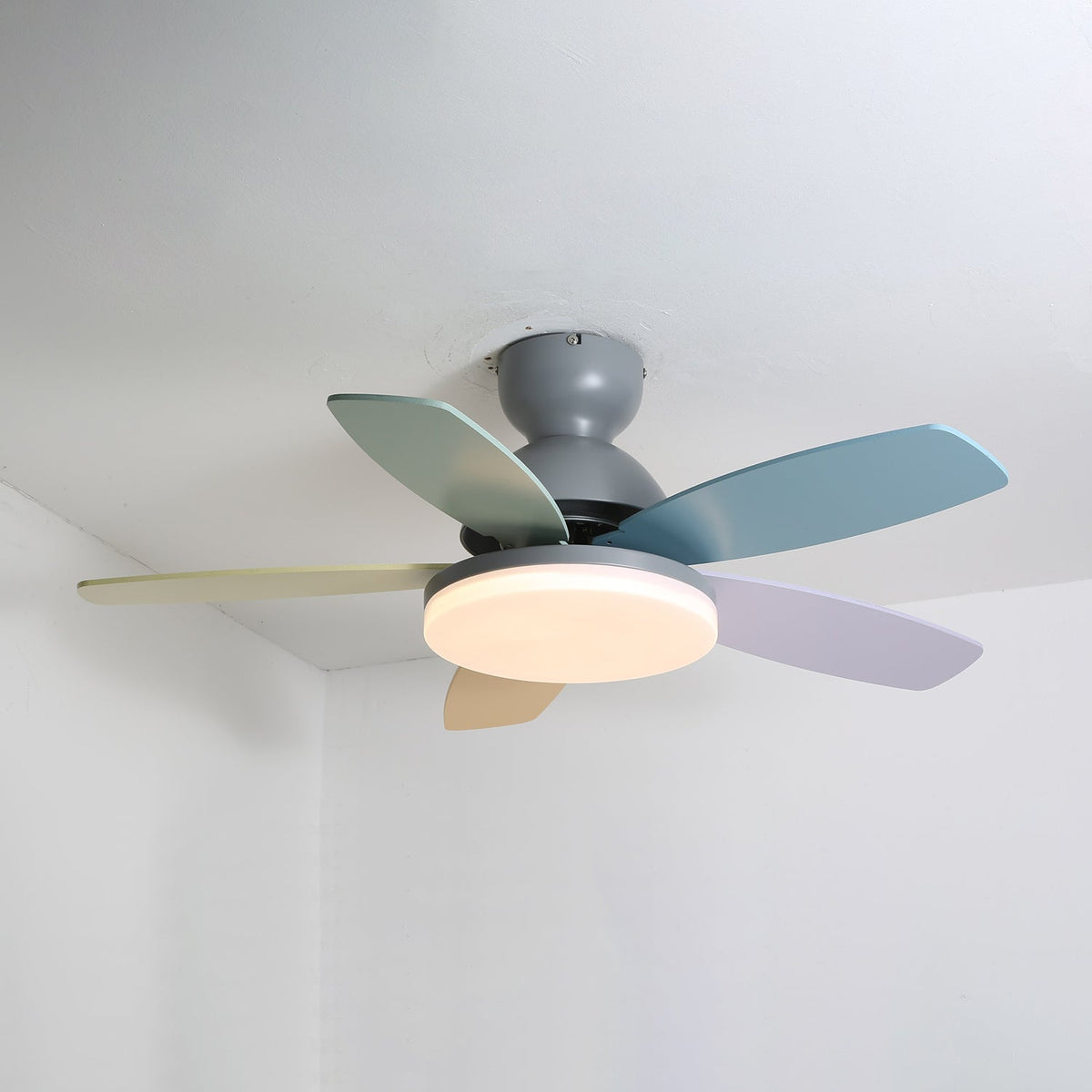 Liora Colorful Wooden Kids Ceiling Fan Light