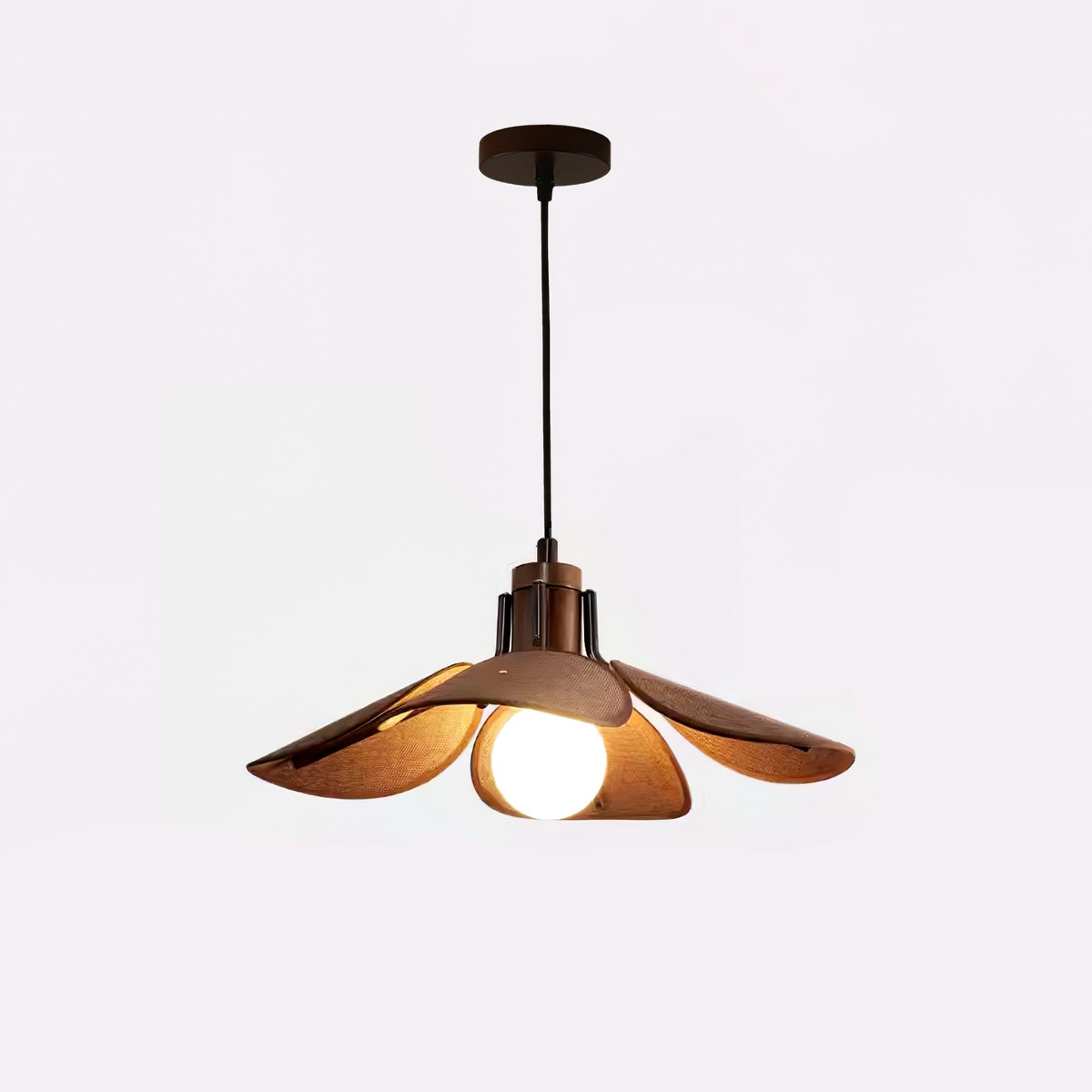 Utalion Traditional Petal Bloom Wood Fabric Pendant Light