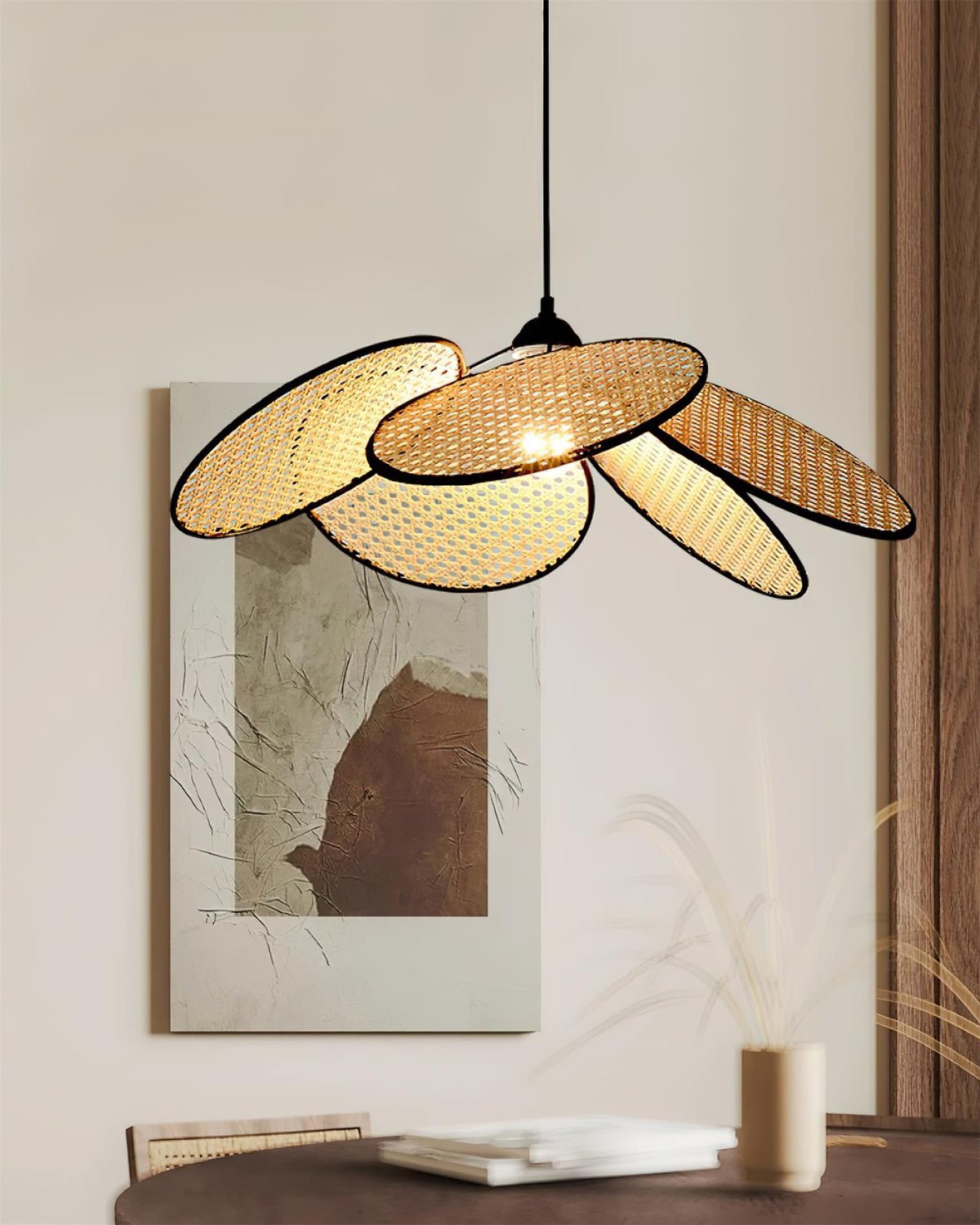 Vemarora Premium Elegance Petals Rattan Fabric Pendant Lamp