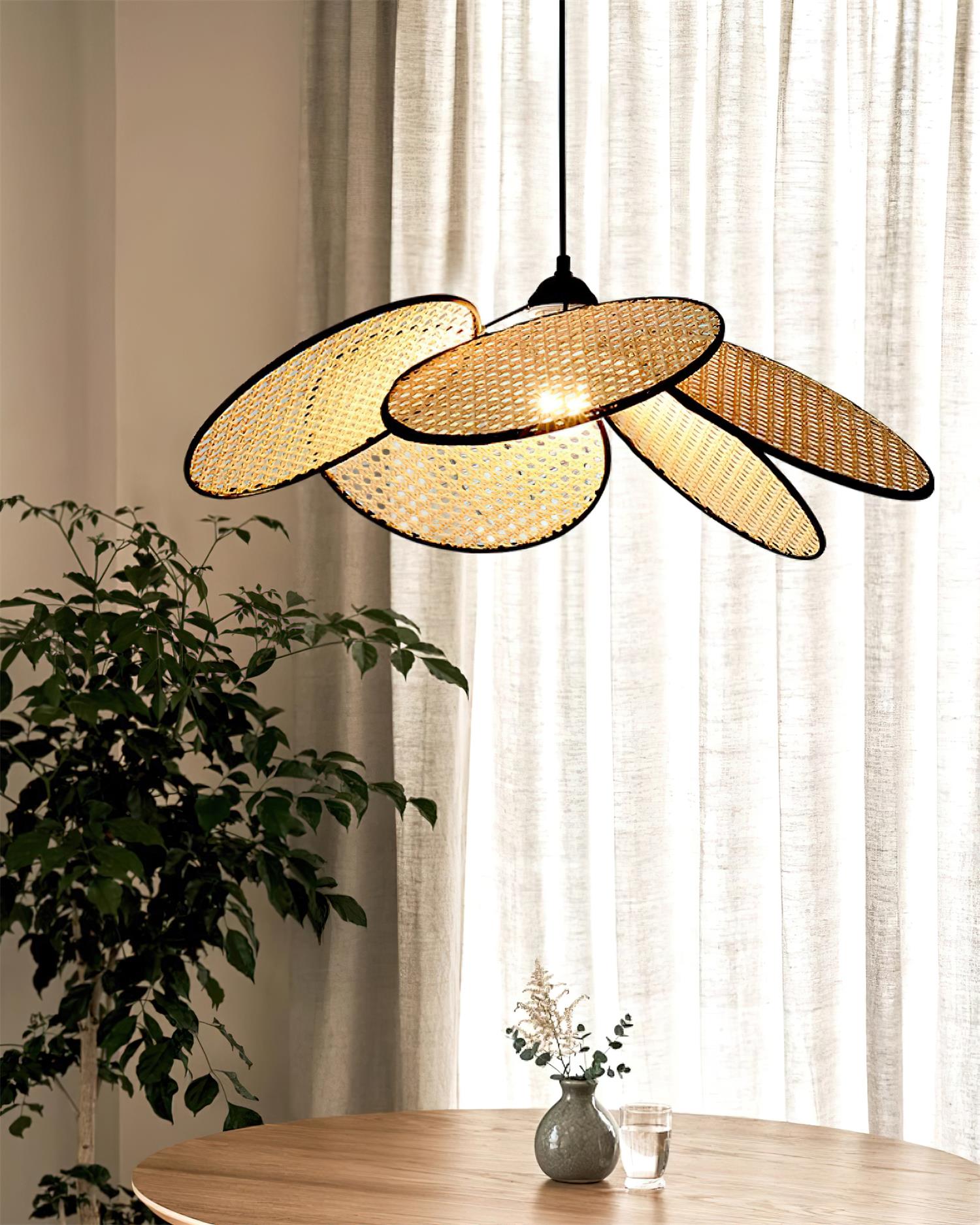 Vemarora Premium Elegance Petals Rattan Fabric Pendant Lamp