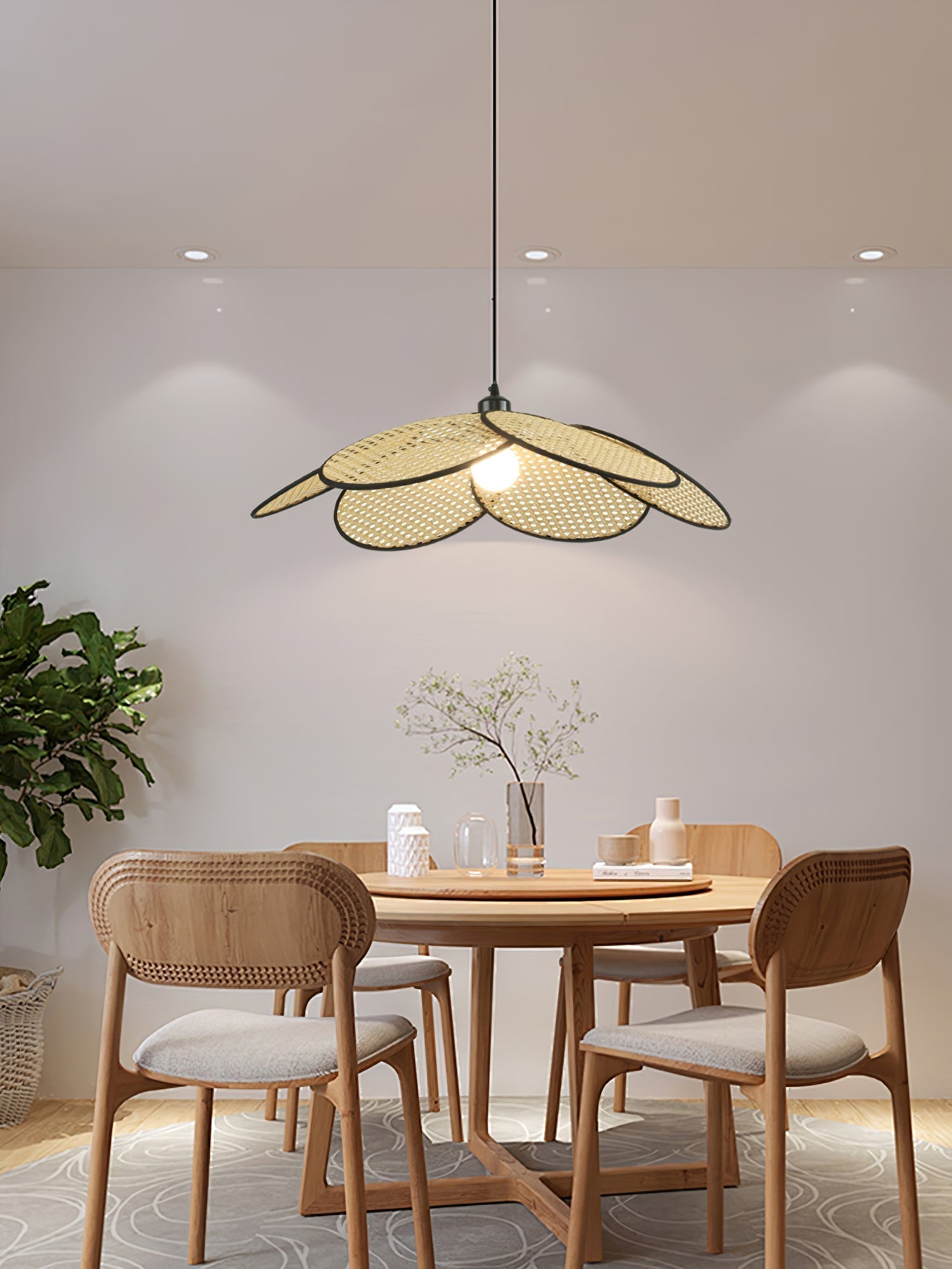 Vemarora Premium Elegance Petals Rattan Fabric Pendant Lamp