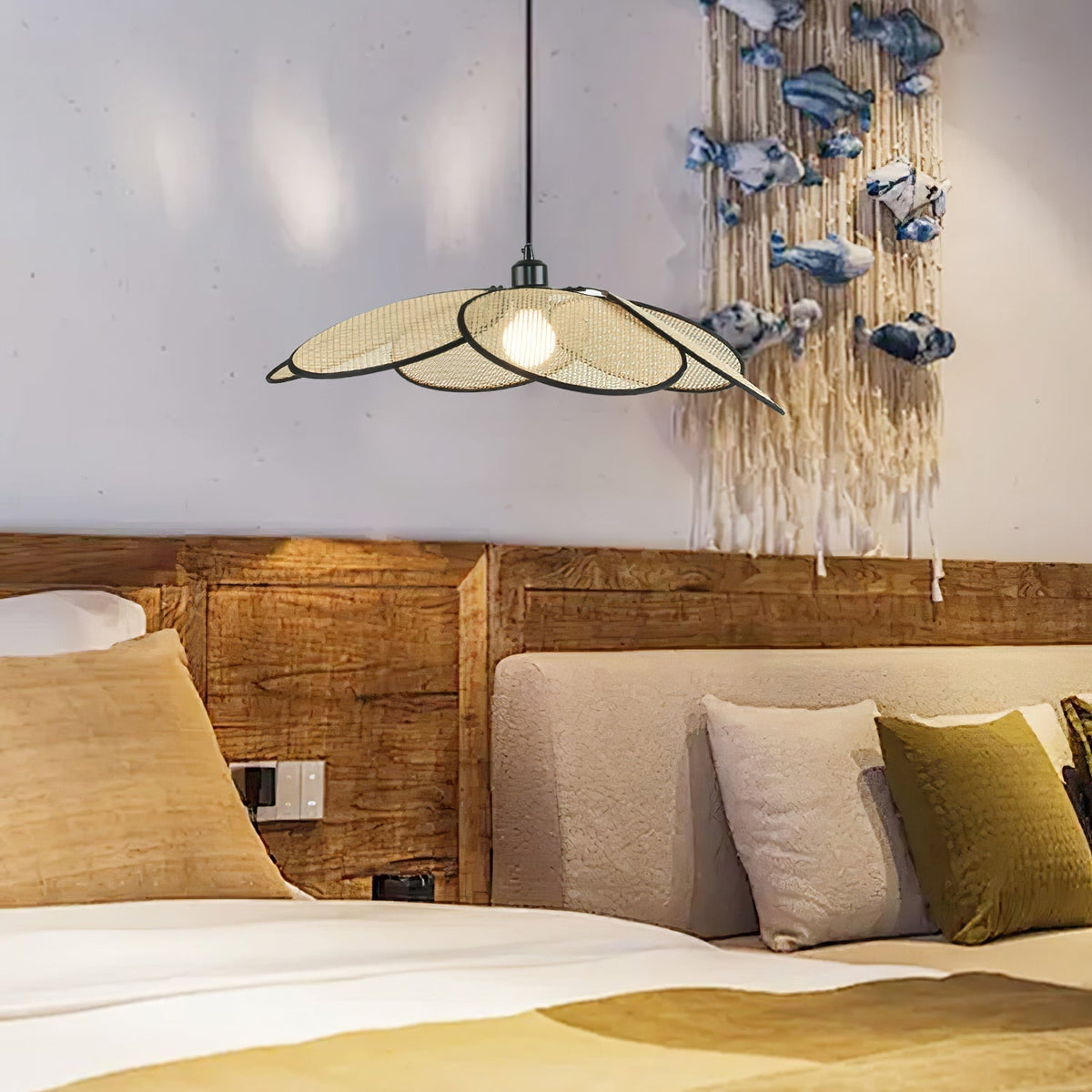 Vemarora Premium Elegance Petals Rattan Fabric Pendant Lamp