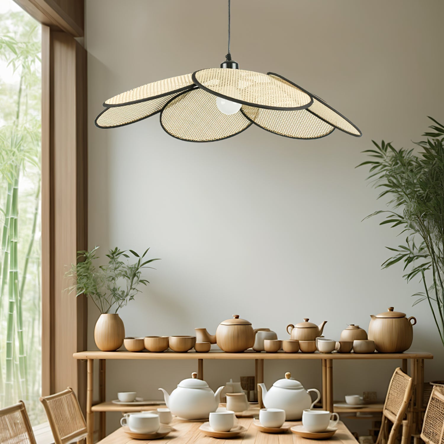Vemarora Premium Elegance Petals Rattan Fabric Pendant Lamp