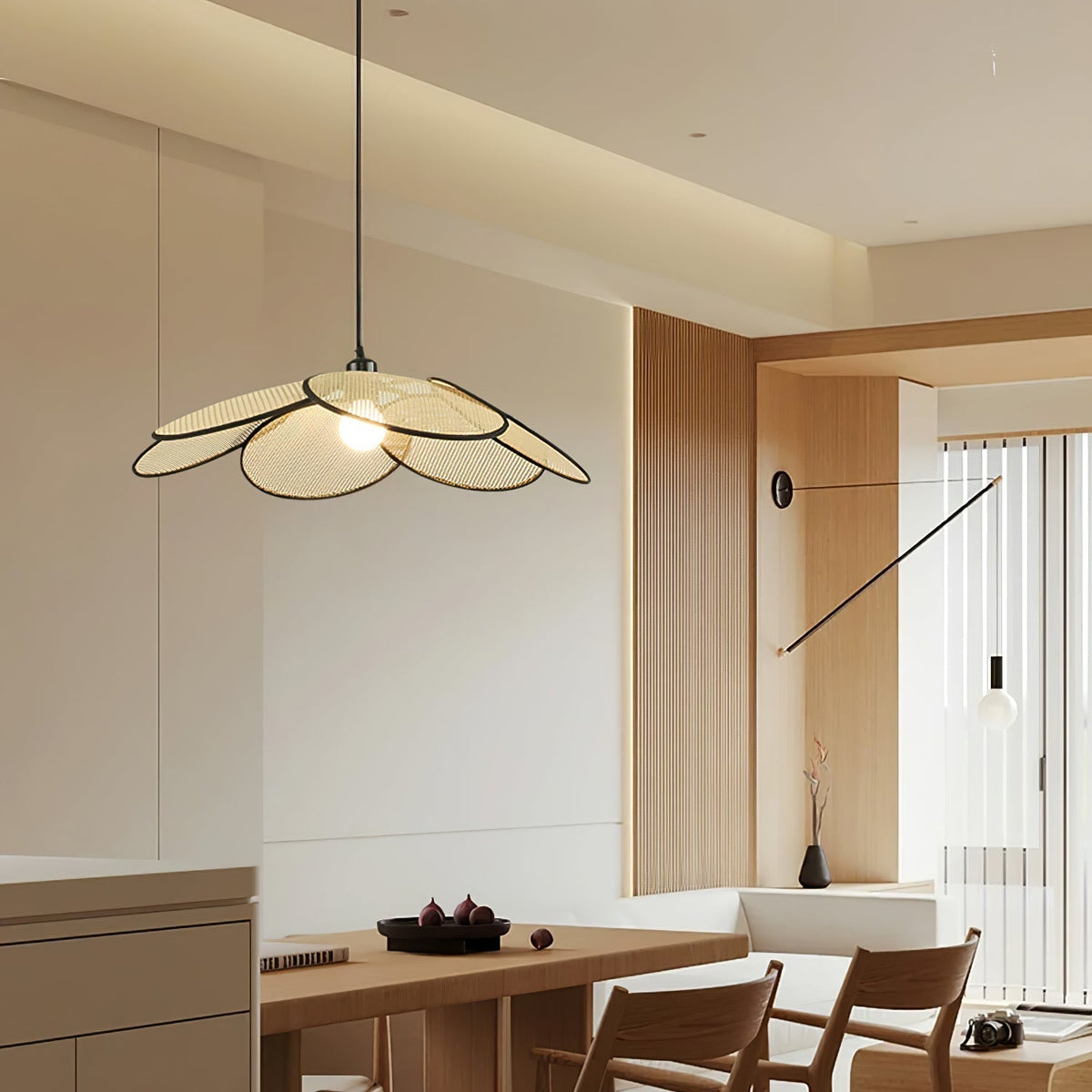 Vemarora Premium Elegance Petals Rattan Fabric Pendant Lamp