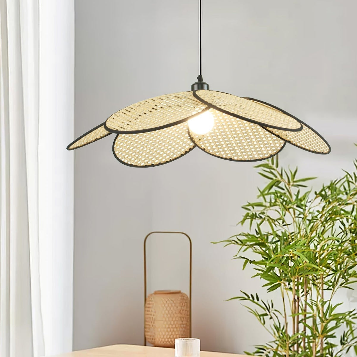 Vemarora Premium Elegance Petals Rattan Fabric Pendant Lamp