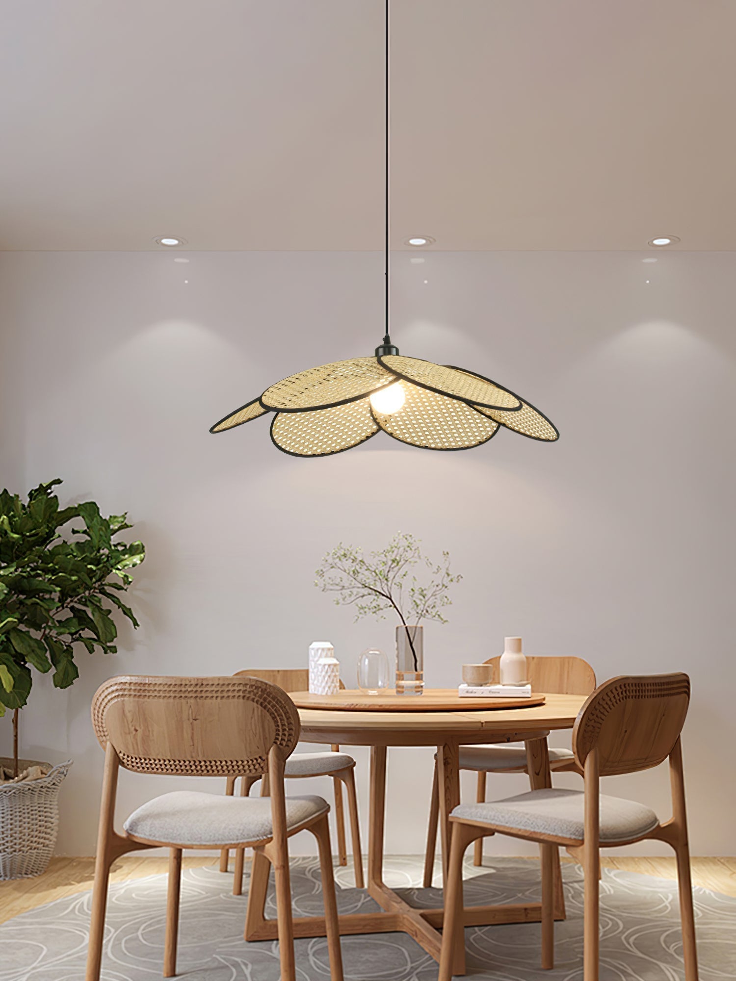 Vemarora Premium Elegance Petals Rattan Fabric Pendant Lamp