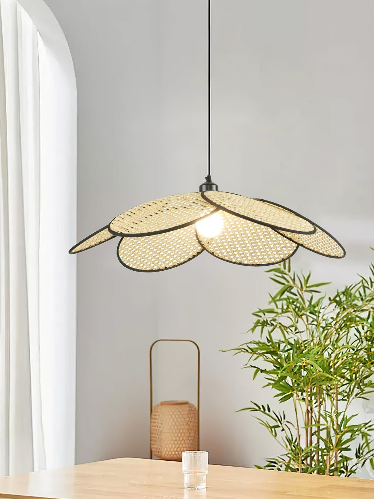 Vemarora Premium Elegance Petals Rattan Fabric Pendant Lamp