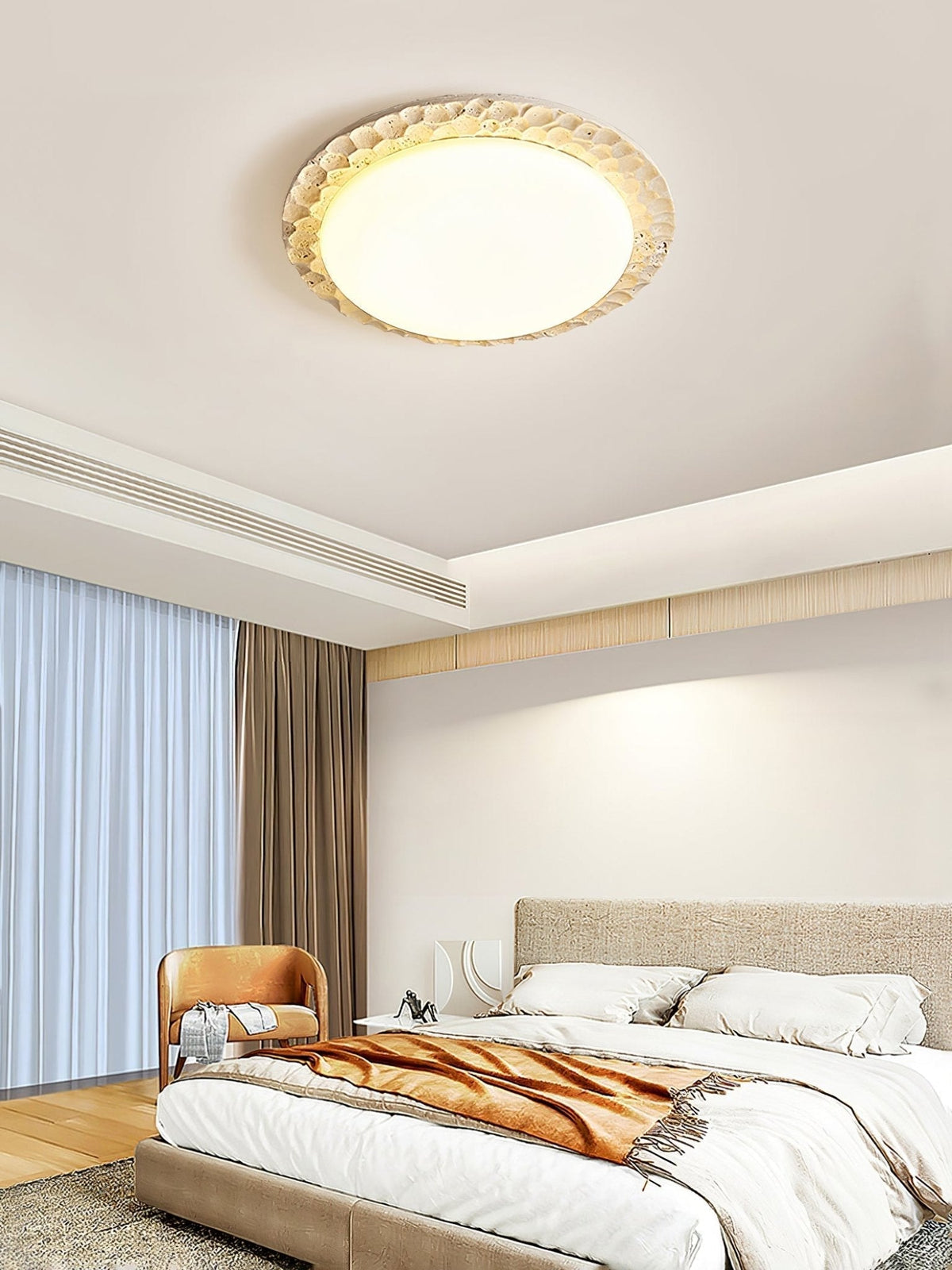 Cascade Travertine Carved Ceiling Light
