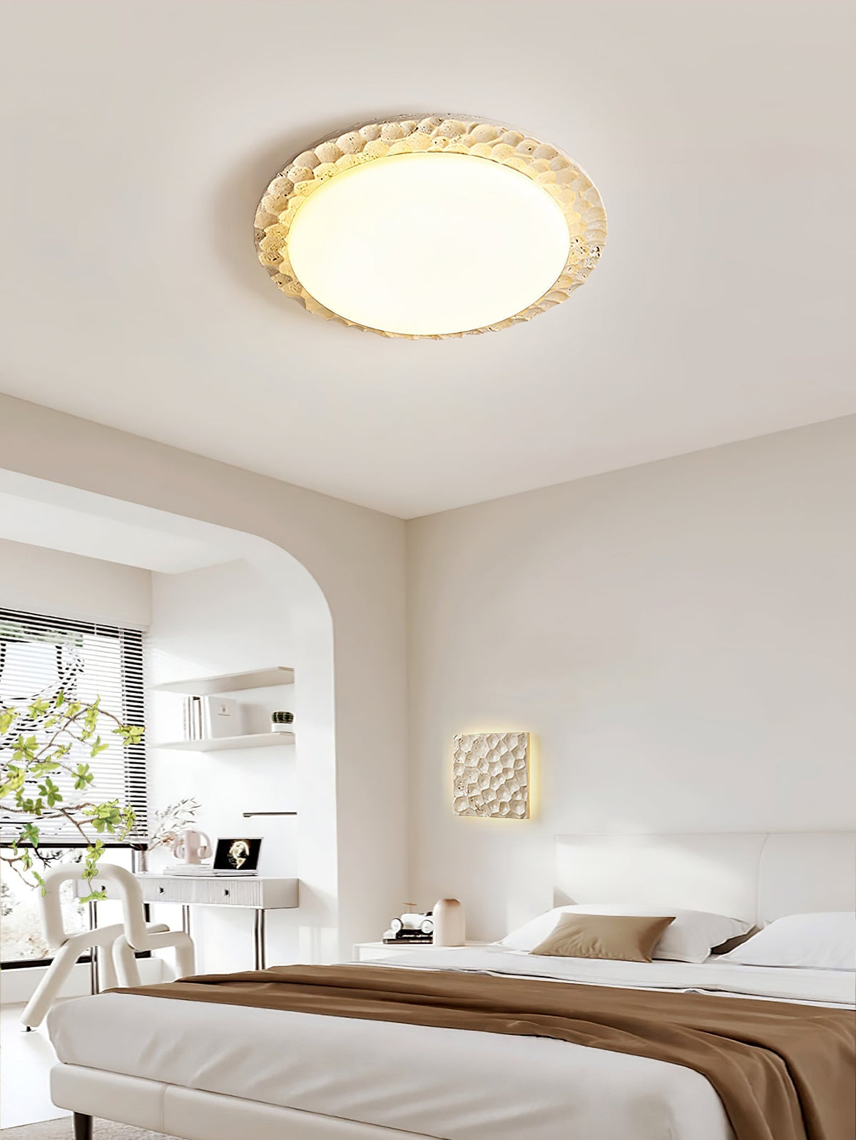 Cascade Travertine Carved Ceiling Light