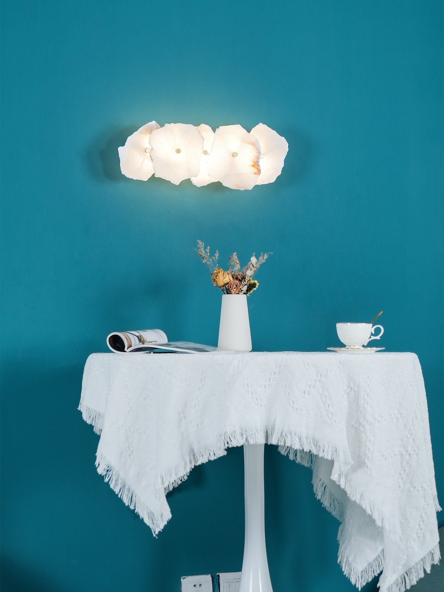 Alaeila Floral Cluster Alabaster Wall Light - Neutral Decor
