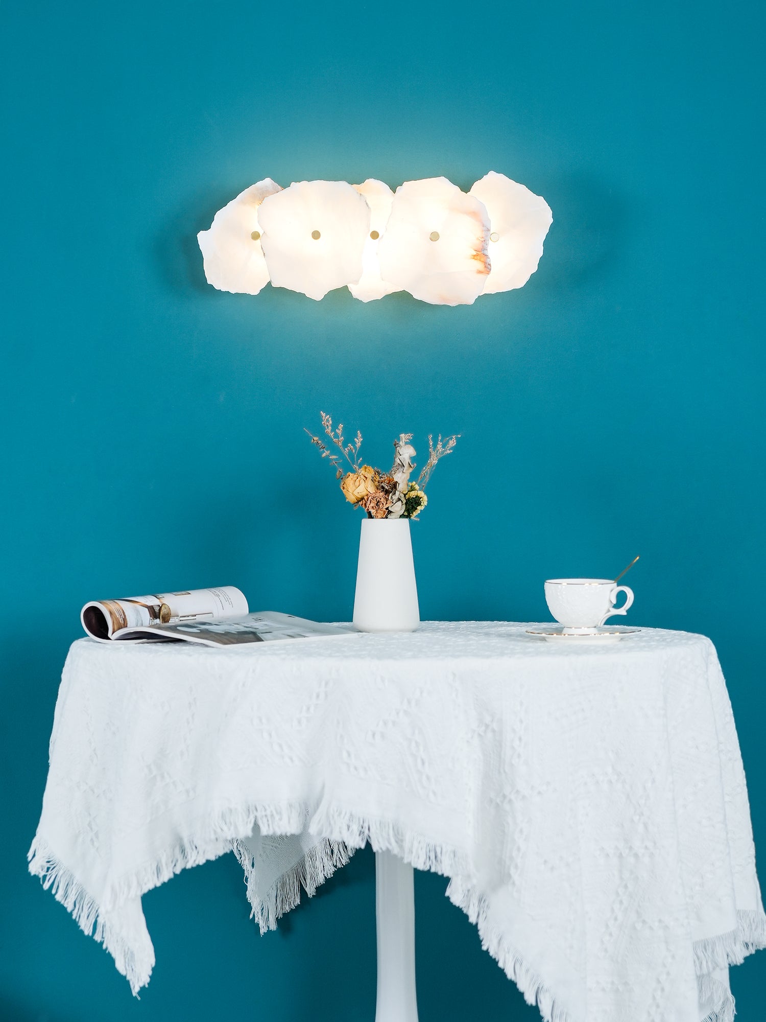 Alaeila Floral Cluster Alabaster Wall Light - Neutral Decor
