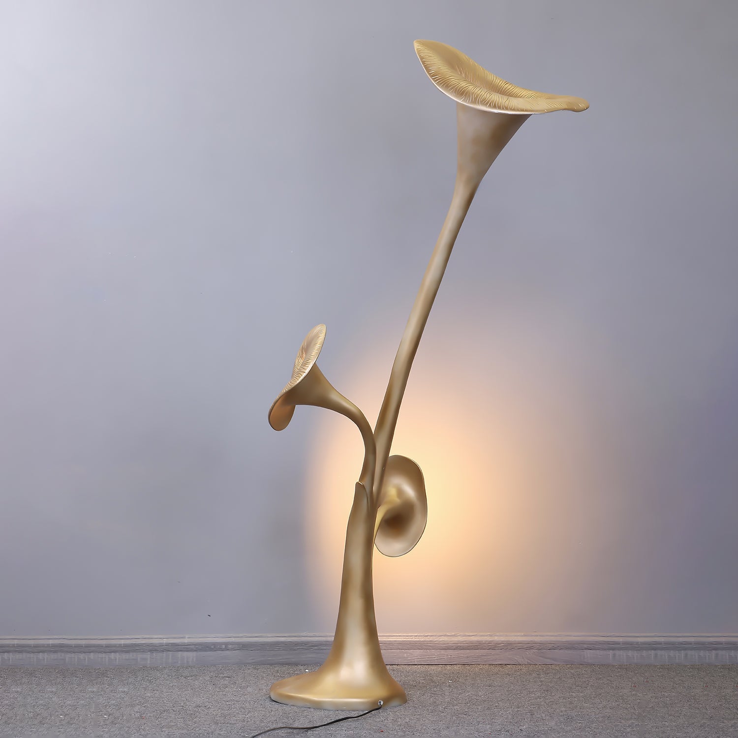 Esole Floral Brass Floor Lamp