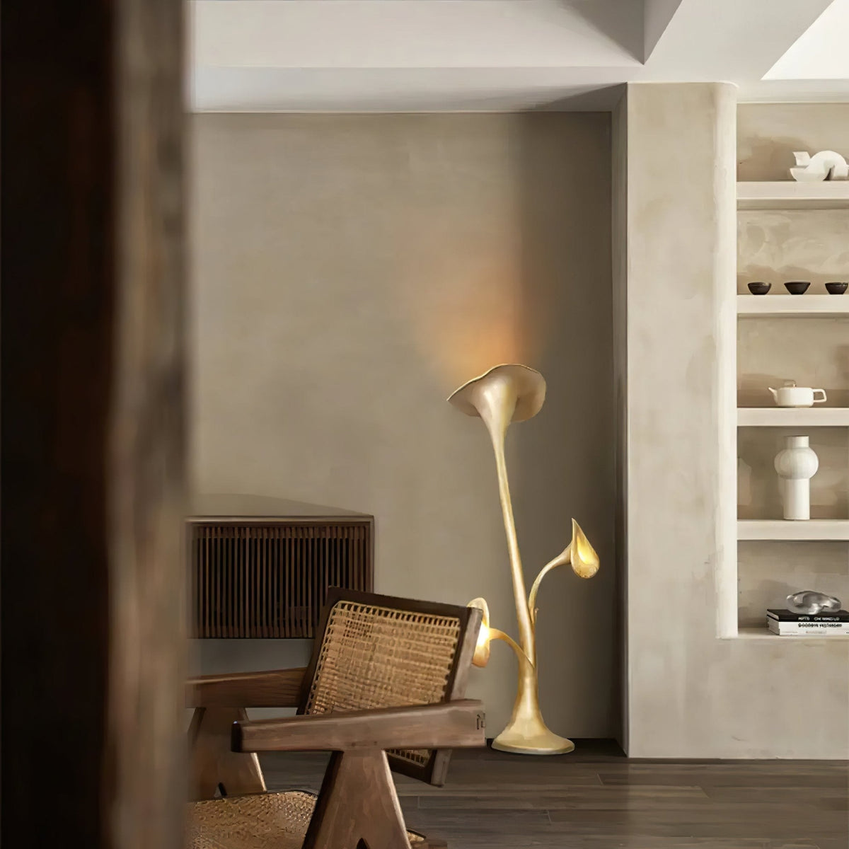 Esole Floral Brass Floor Lamp