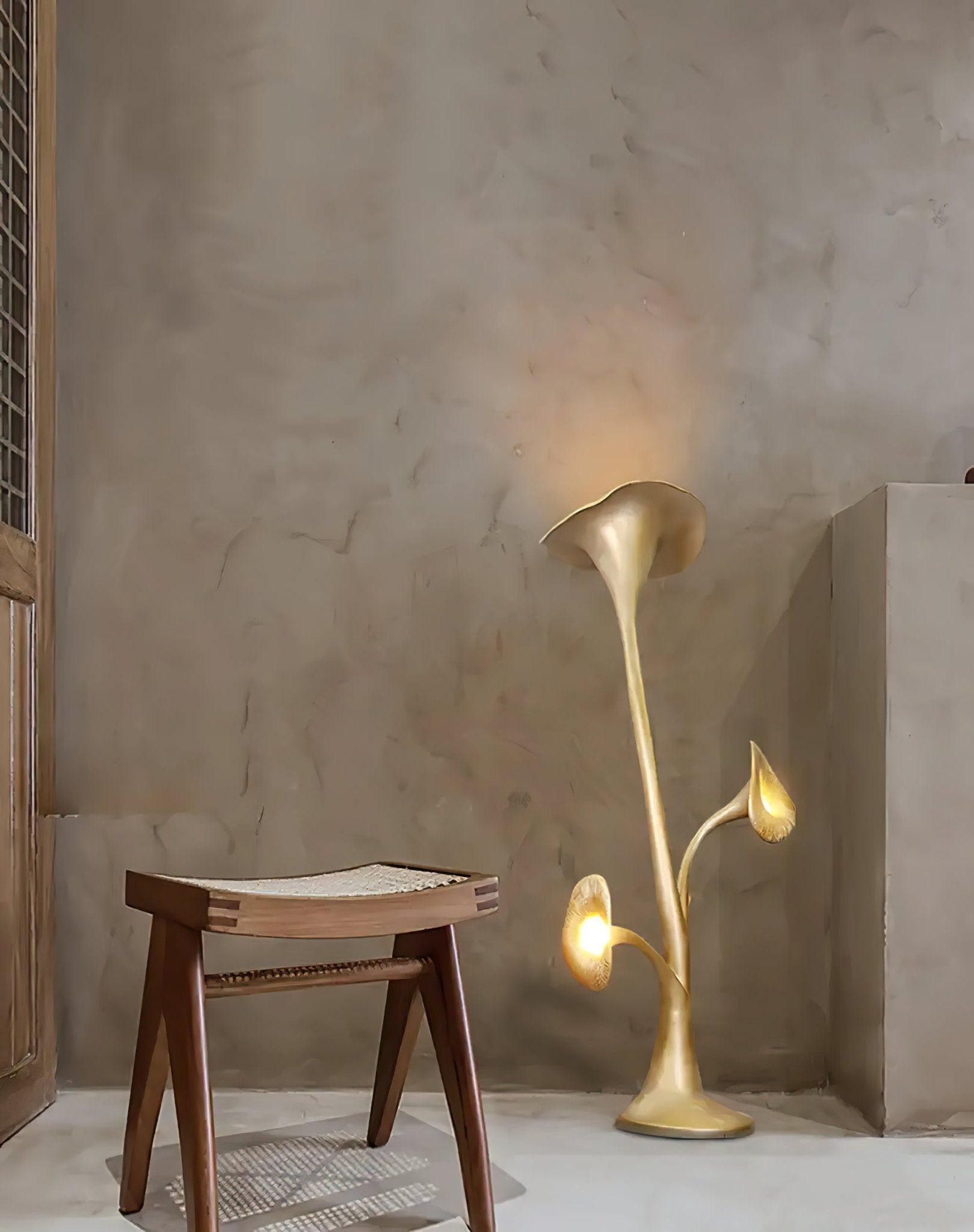 Esole Floral Brass Floor Lamp