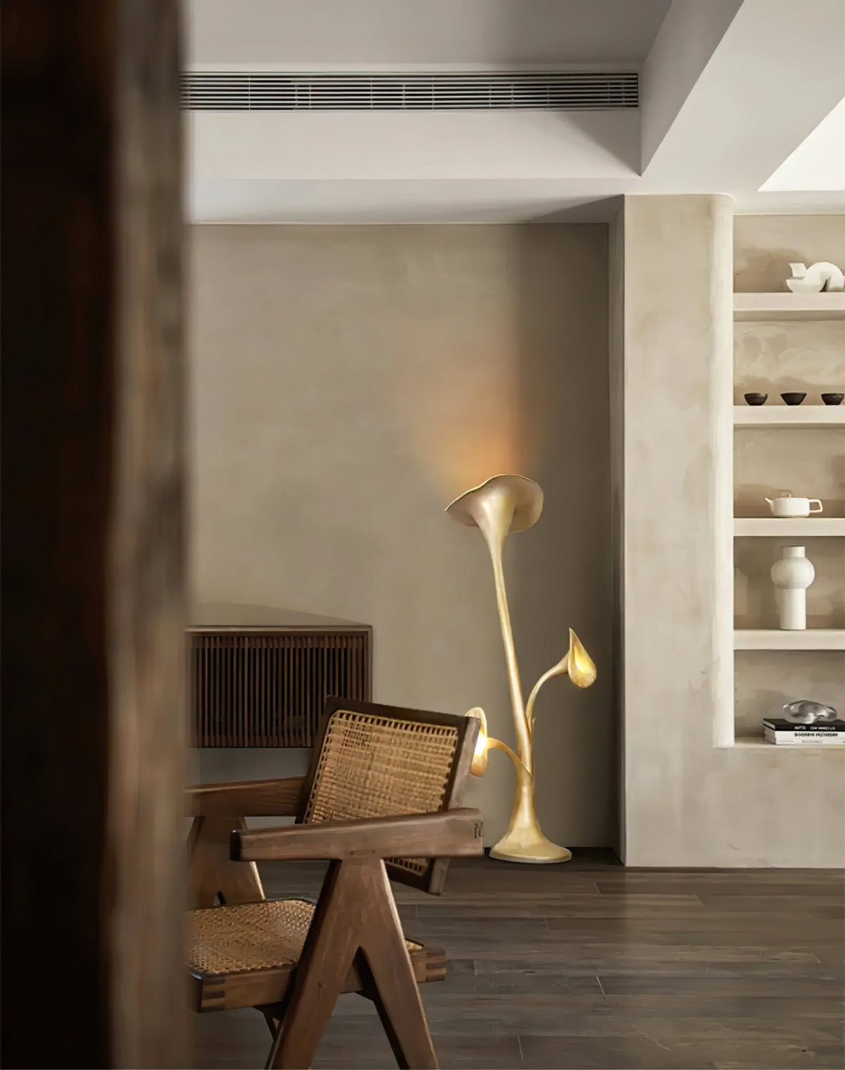 Esole Floral Brass Floor Lamp
