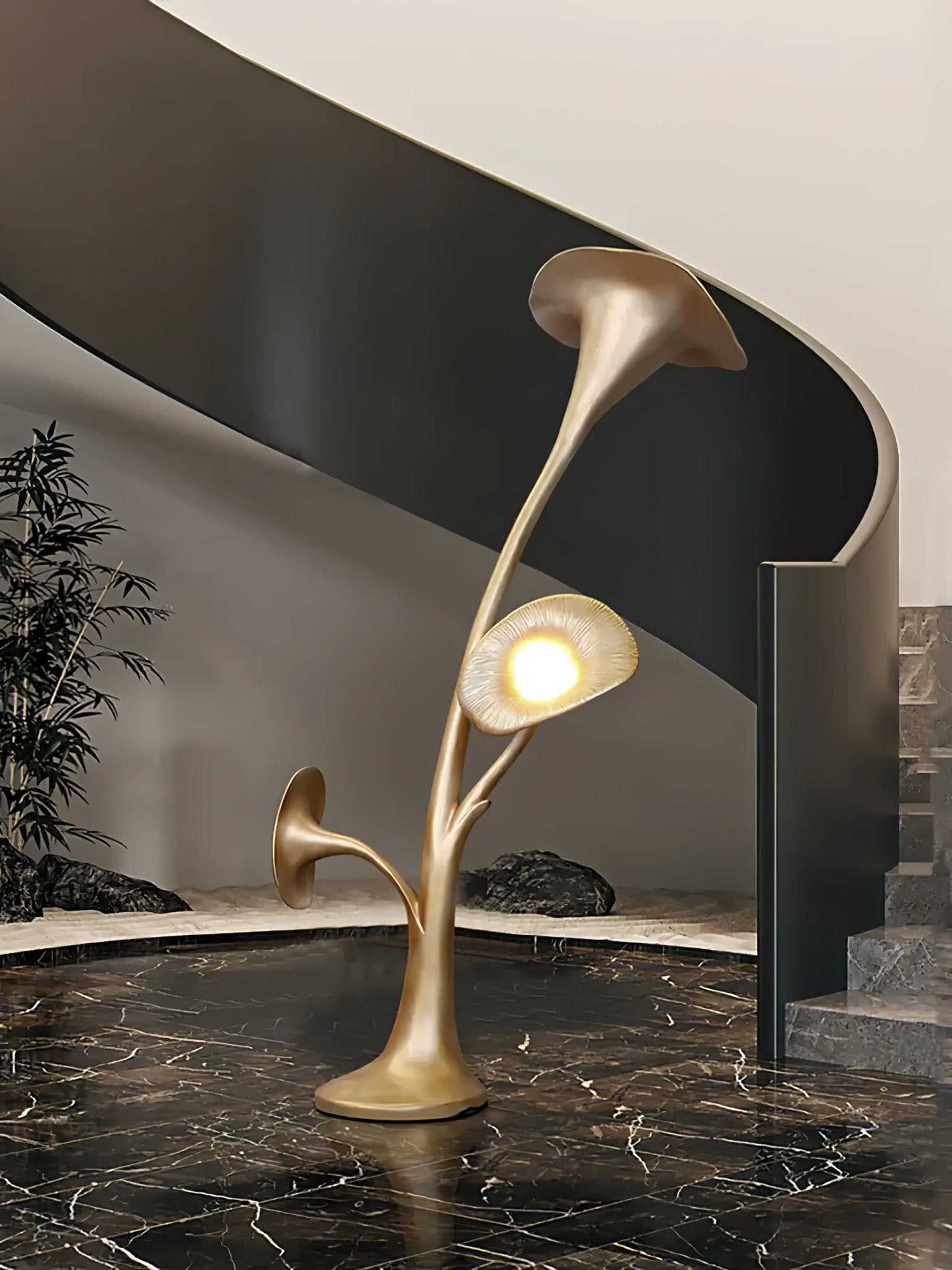 Esole Floral Brass Floor Lamp