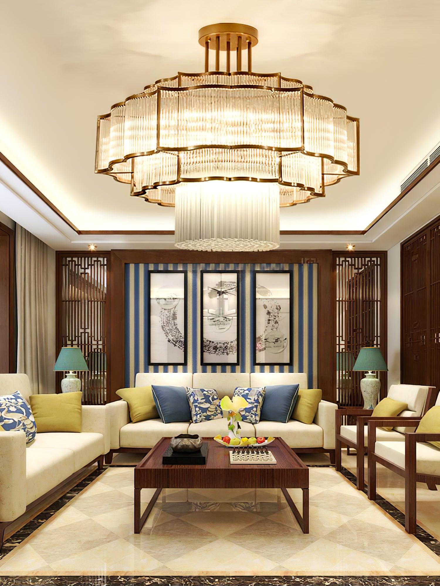 Eirelaine Chandelier Gold Black Glass