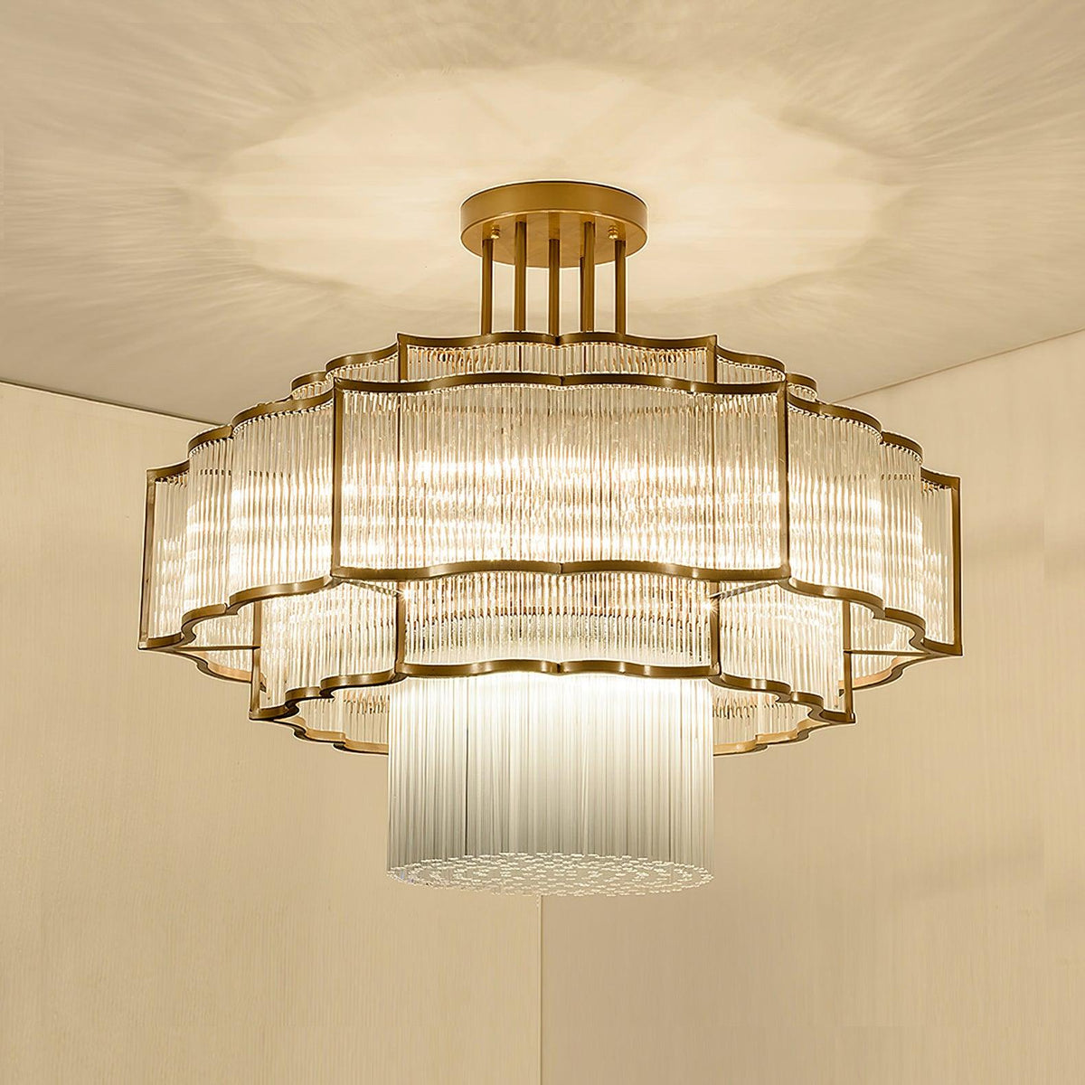 Eirelaine Chandelier Gold Black Glass