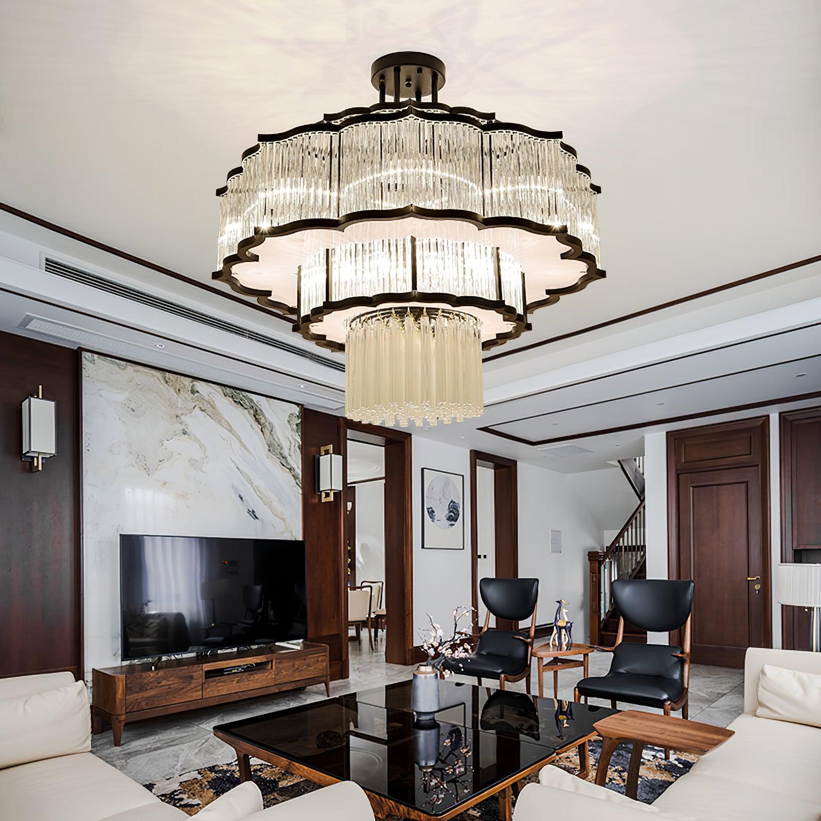 Eirelaine Chandelier Gold Black Glass