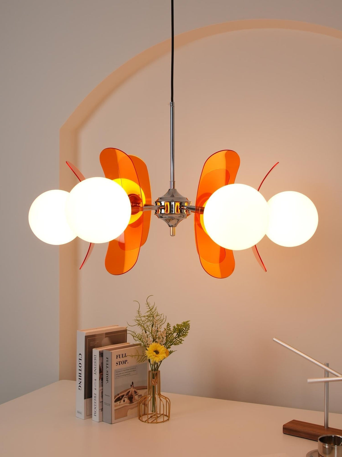 Quay Chandelier Phosphorescent Glass Lampshade