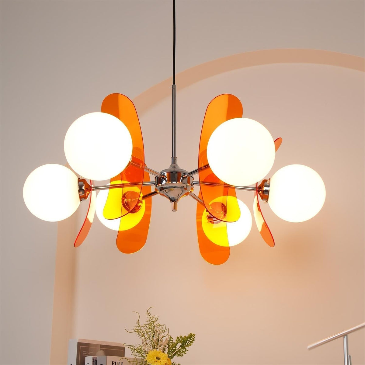 Quay Chandelier Phosphorescent Glass Lampshade