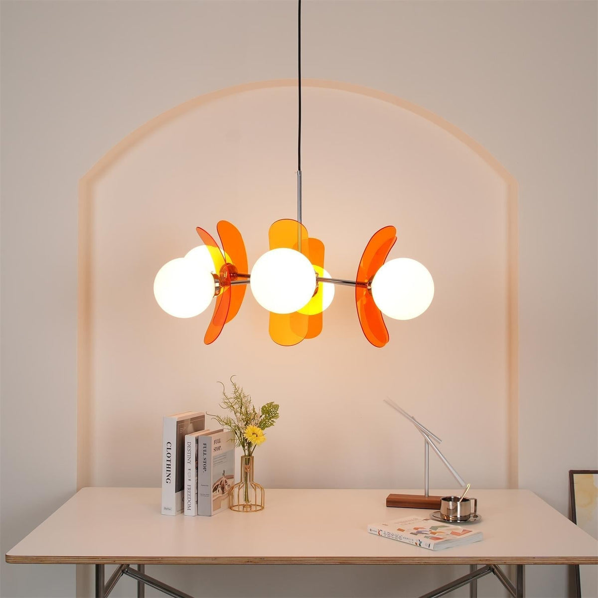 Quay Chandelier Phosphorescent Glass Lampshade