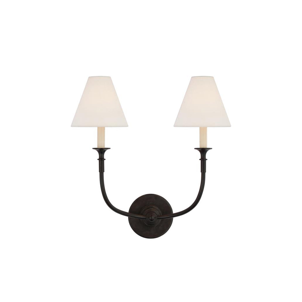 Silva Vintage Wall Lamp Fabric Black/White/Brass Arm