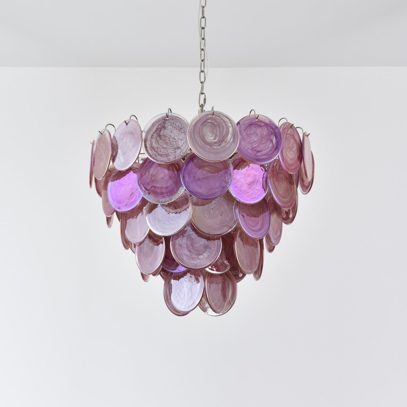 Ault Chandelier Pink Murano Disc Layered Contemporary