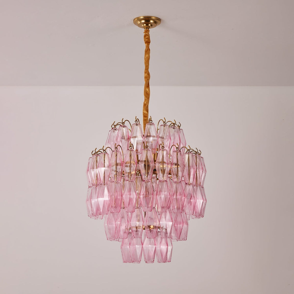 Celenine Chandelier Pink Murano Glass Layered Glam
