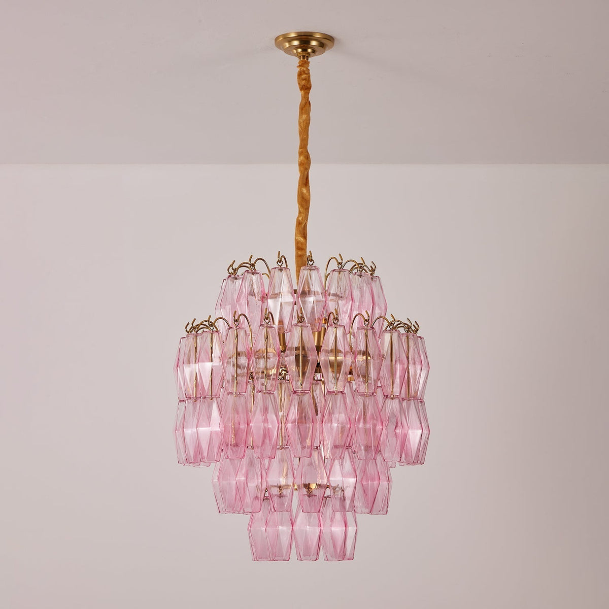 Celenine Chandelier Pink Murano Glass Layered Glam