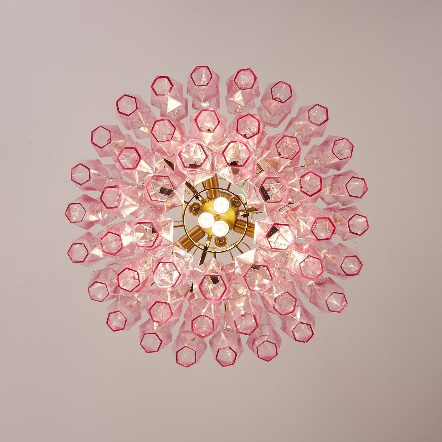 Celenine Chandelier Pink Murano Glass Layered Glam