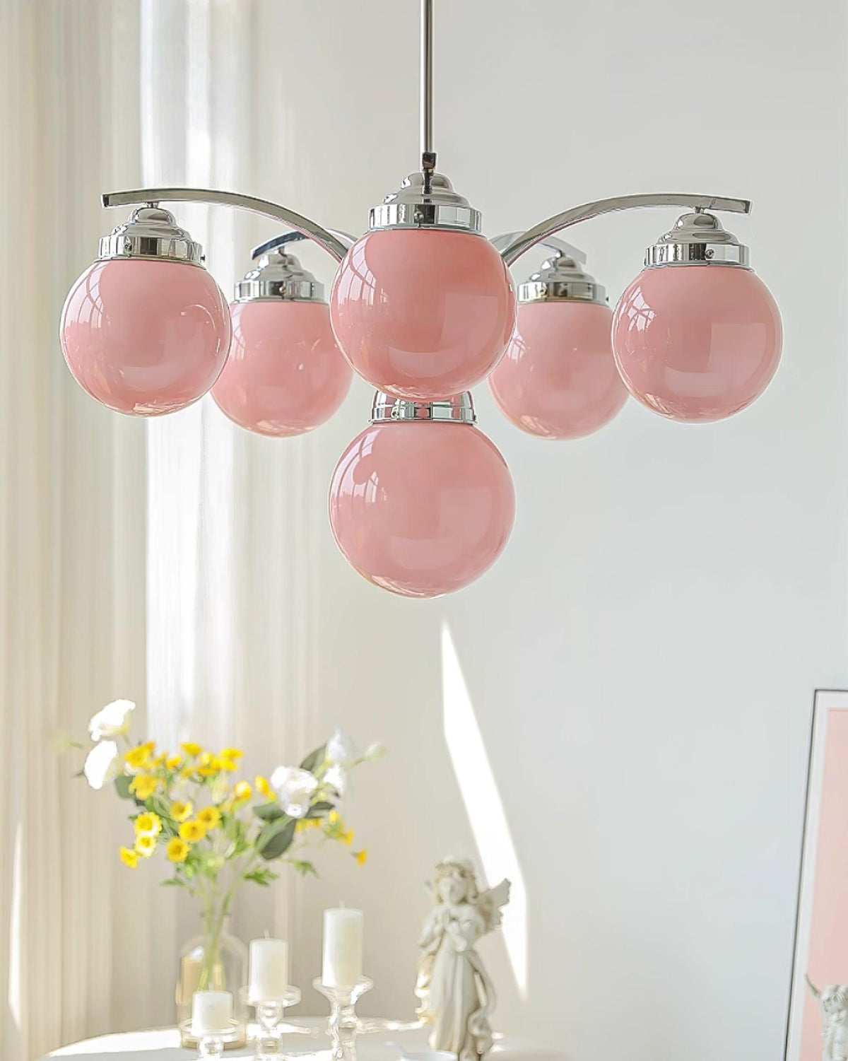 Lioreena Chandelier Pink Glass