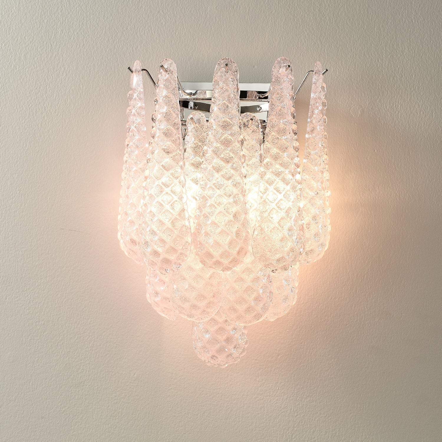 Eirelora Wall Sconce Pink Waffle Glass Modern