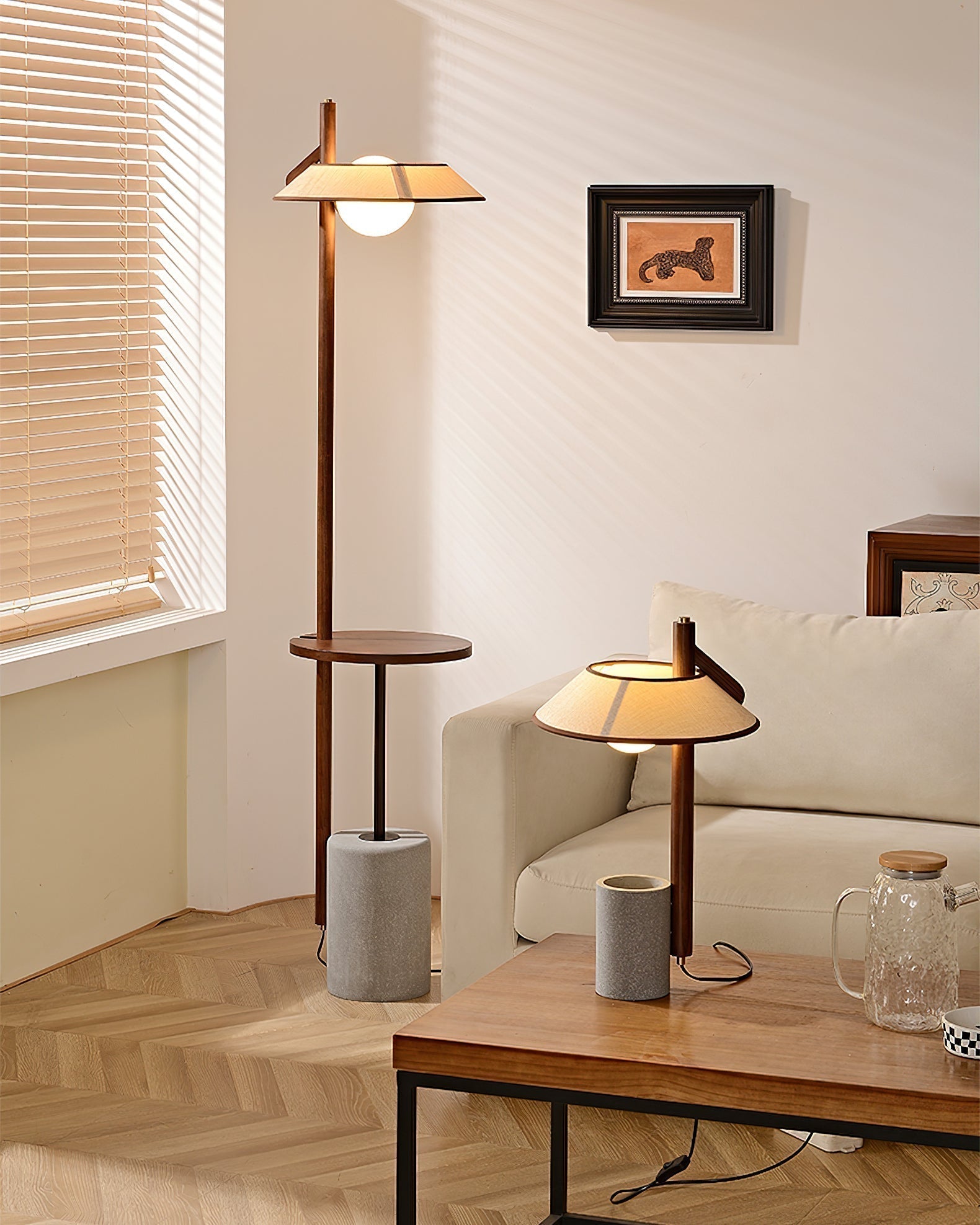 Mirz Minimalist Walnut Wood Floor Lamp