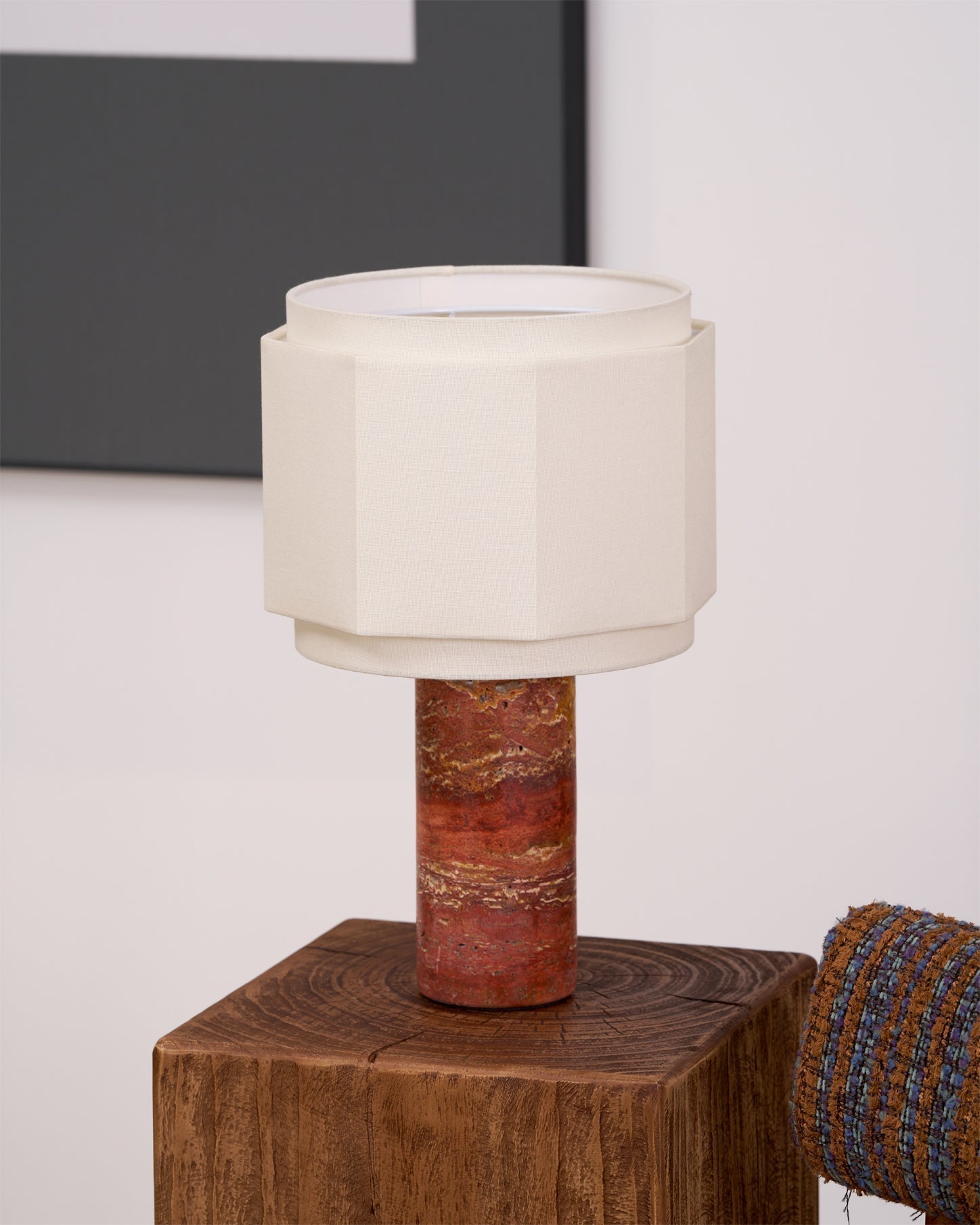 Eclipse Geometric Fabric & Marble Table Lamp