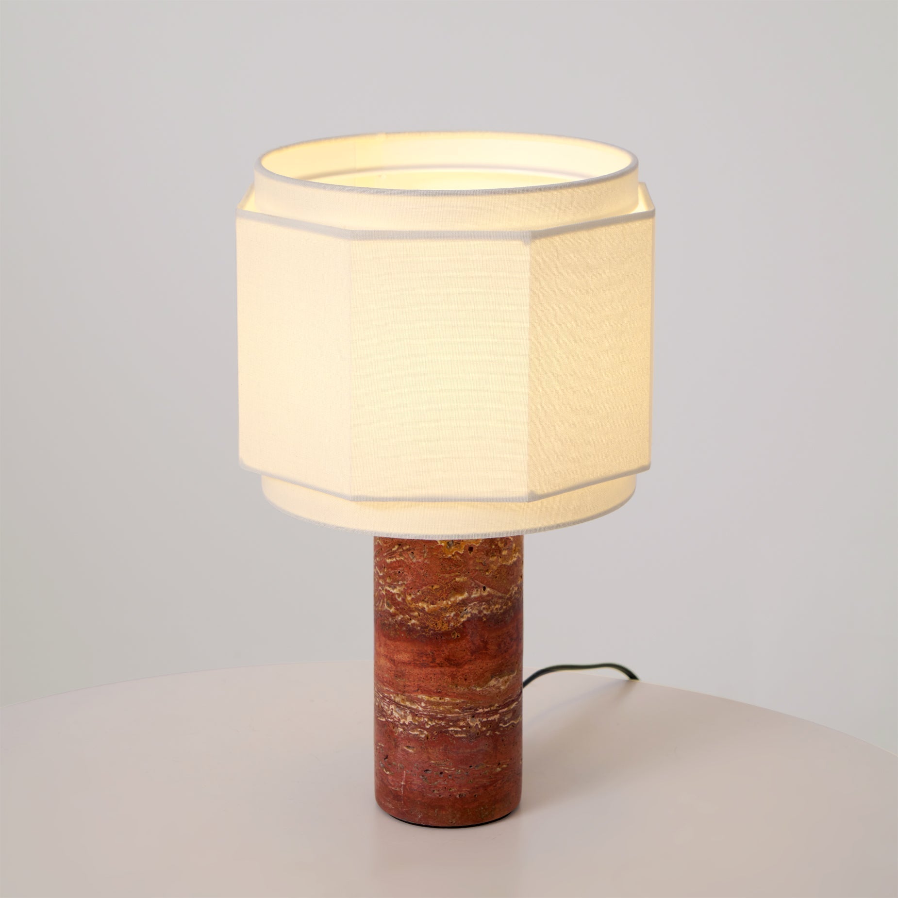 Eclipse Geometric Fabric & Marble Table Lamp