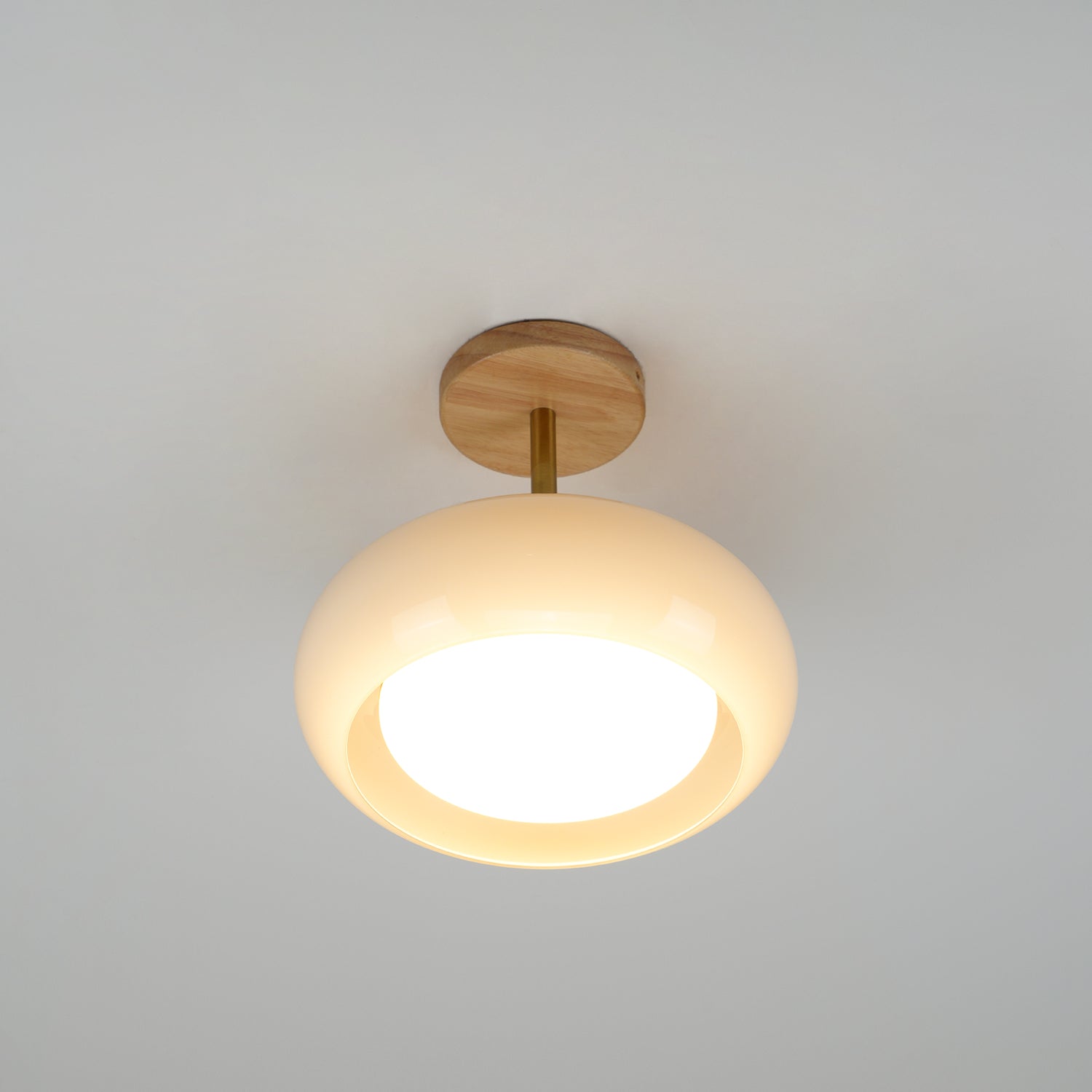 Thalia Flush Mount Ceiling Light Glass Wood &Orange&White