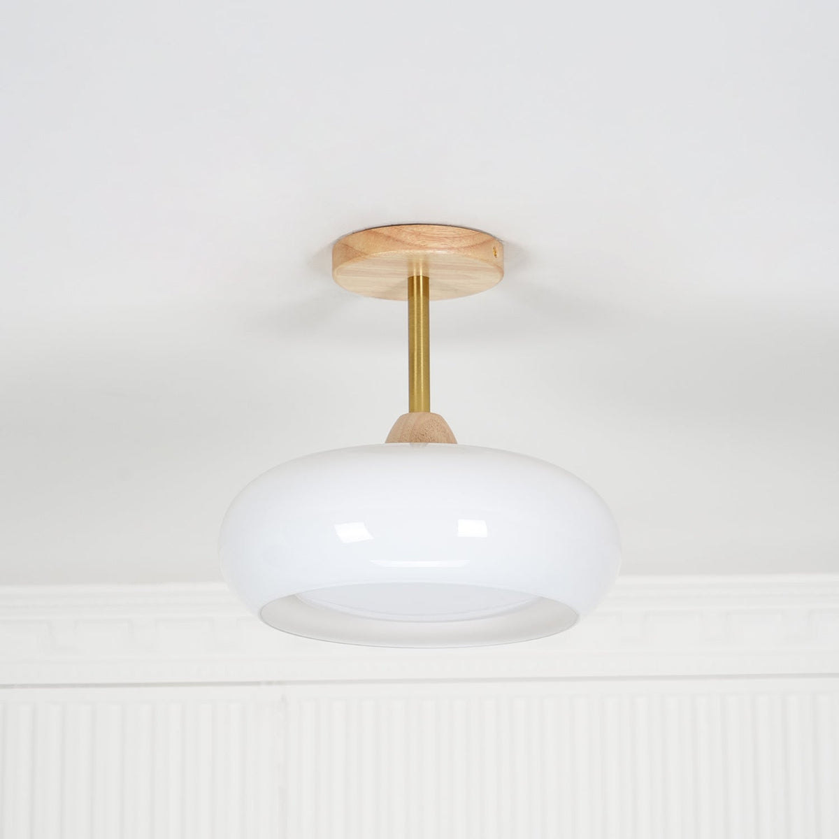 Thalia Flush Mount Ceiling Light Glass Wood &Orange&White