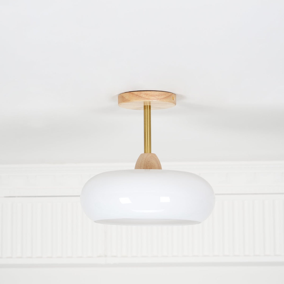 Thalia Flush Mount Ceiling Light Glass Wood &Orange&White