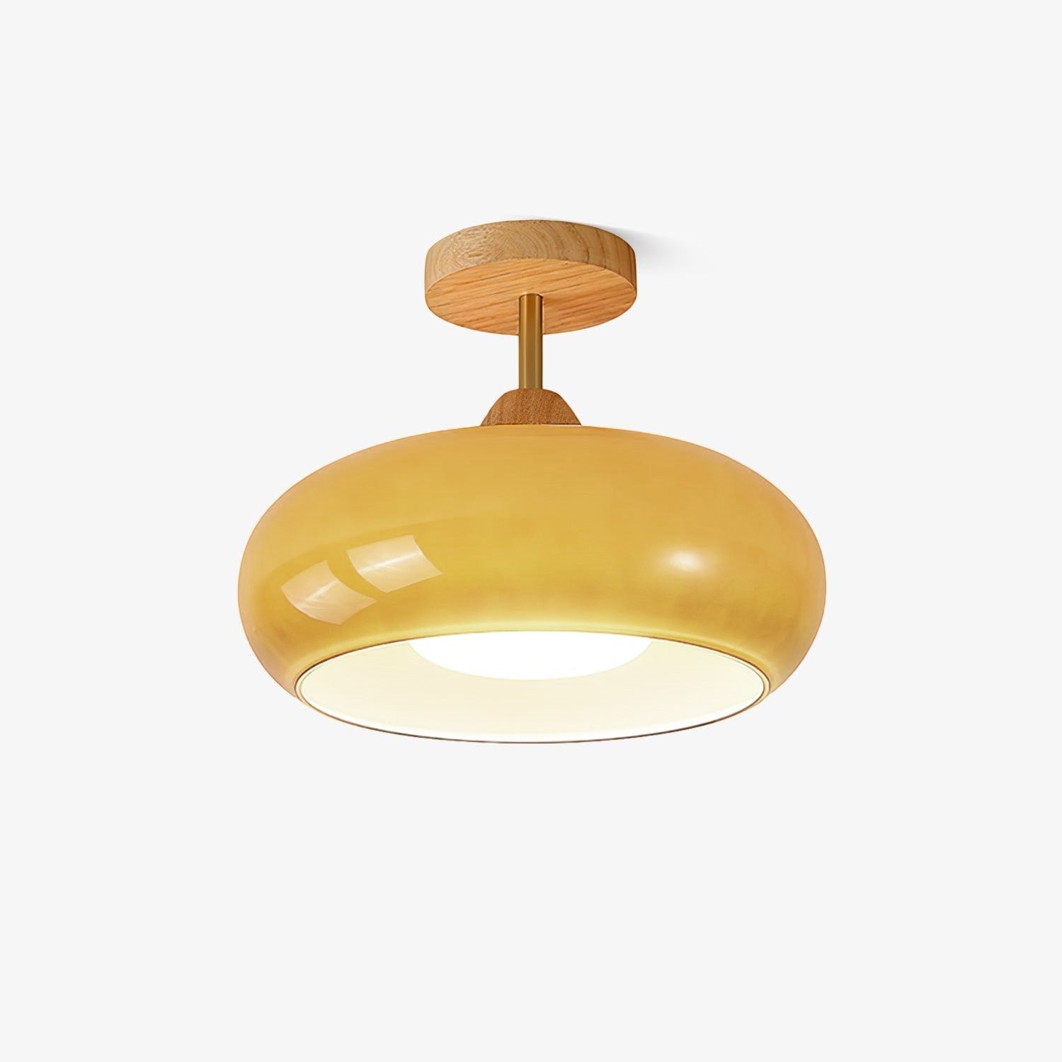 Solara Ceiling Lamp Glass and Wood Color Shade - Neutral Decor
