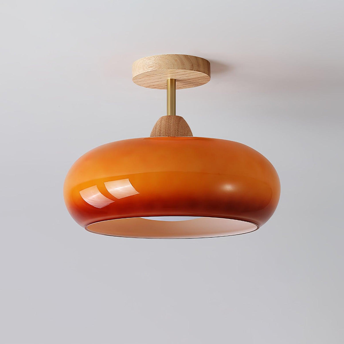 Thalia Flush Mount Ceiling Light Glass Wood &Orange&White