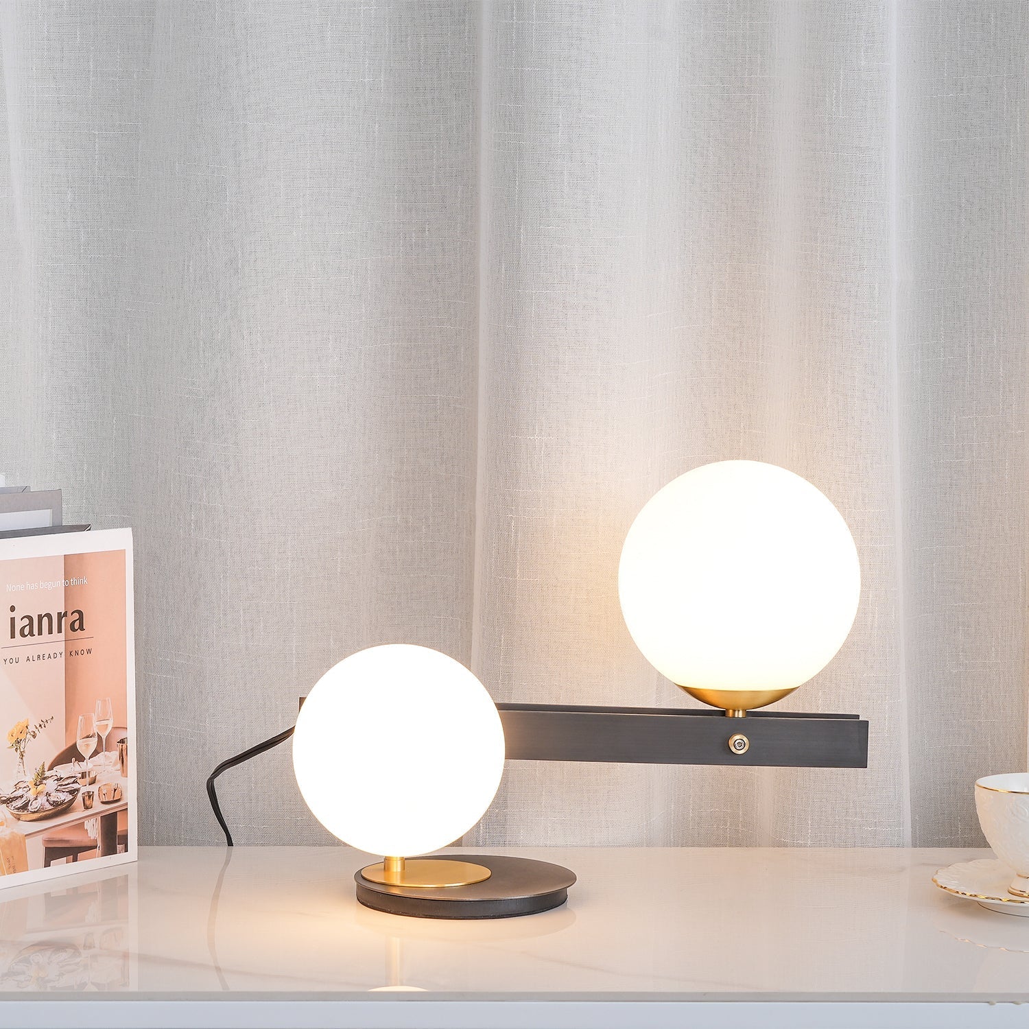 Veloella Contemporary Glass Table Lamp