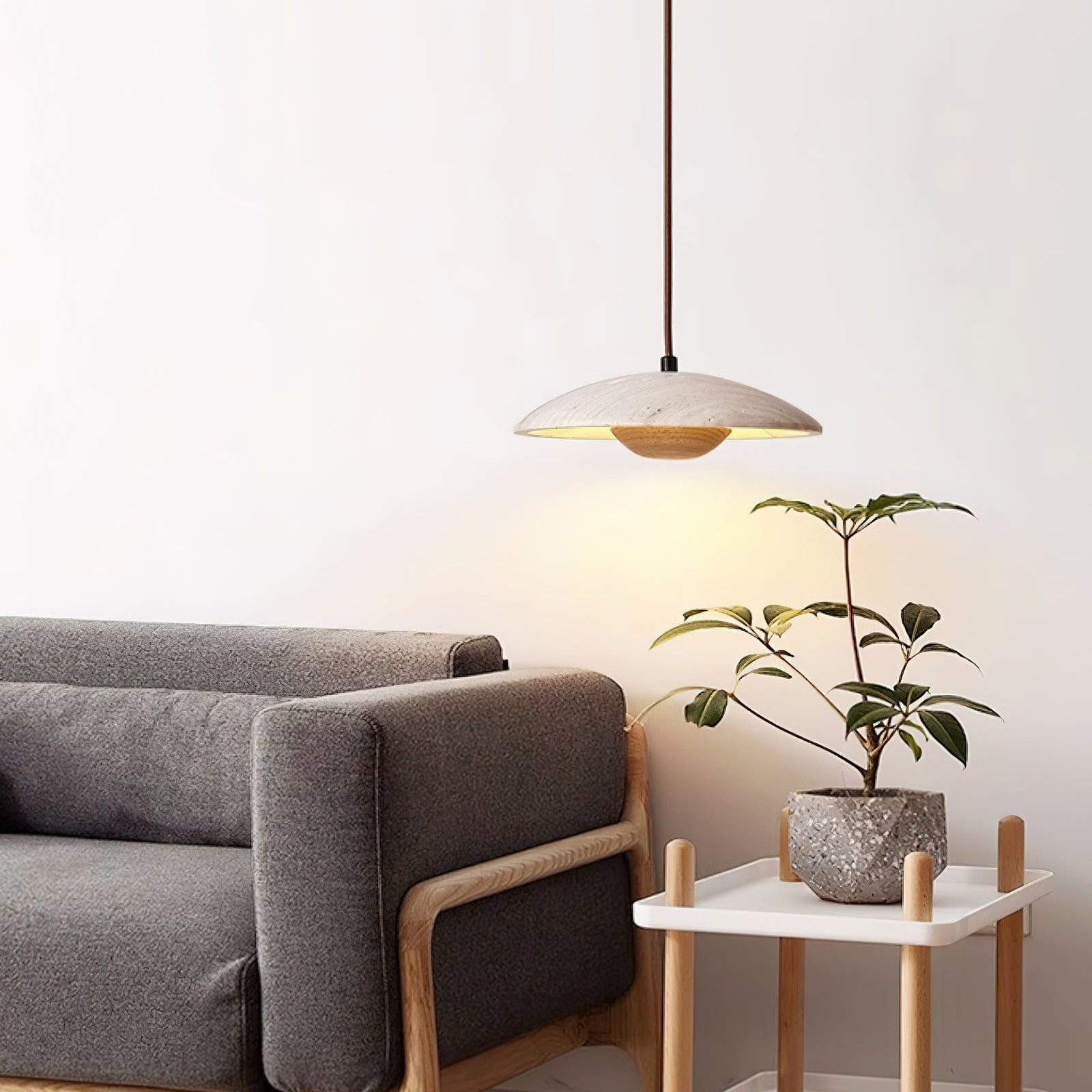 Zodore Wide-Brim Travertine Pendant Light - Neutral Decor